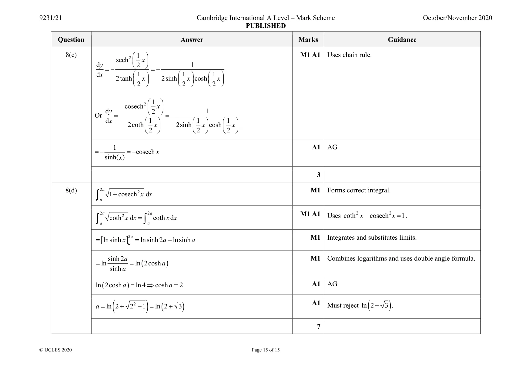 Mark scheme, page 15 of 15