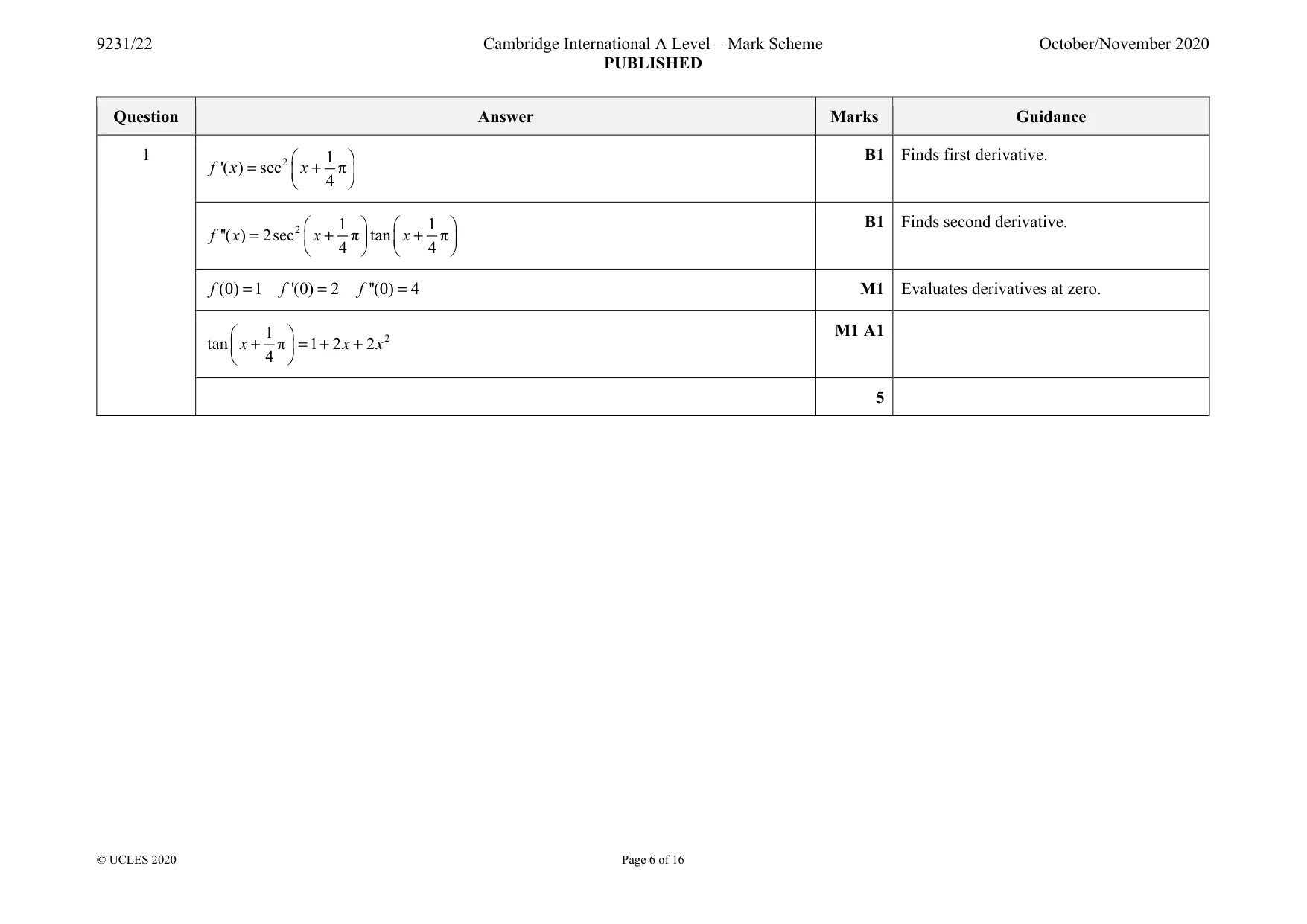 Mark scheme, page 6 of 16