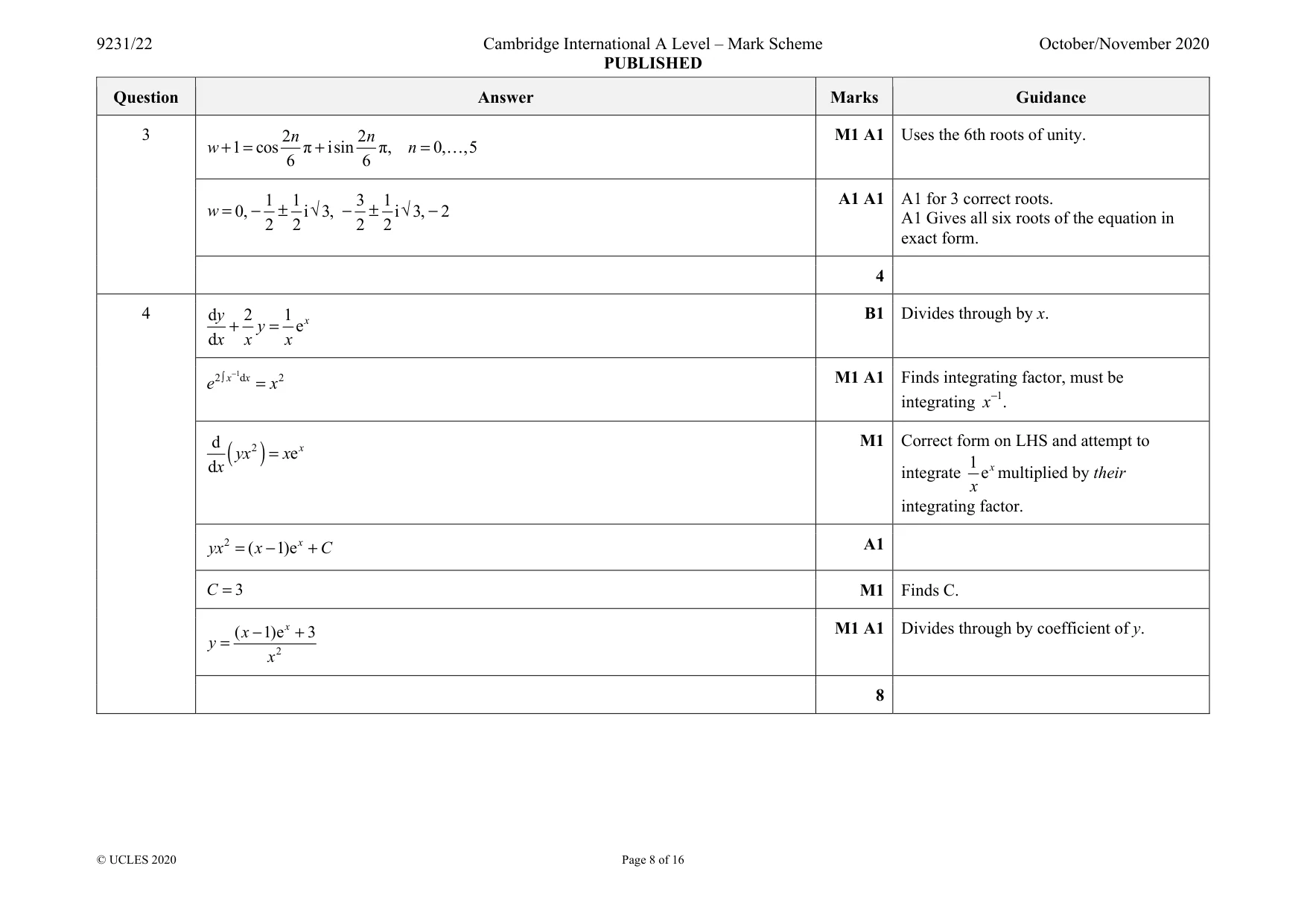 Mark scheme, page 8 of 16