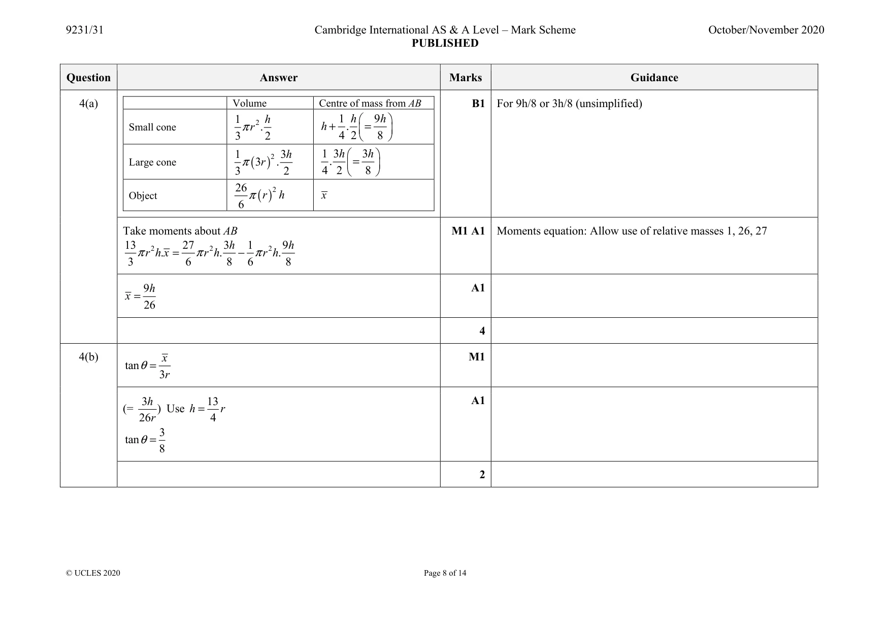 Mark scheme, page 8 of 14