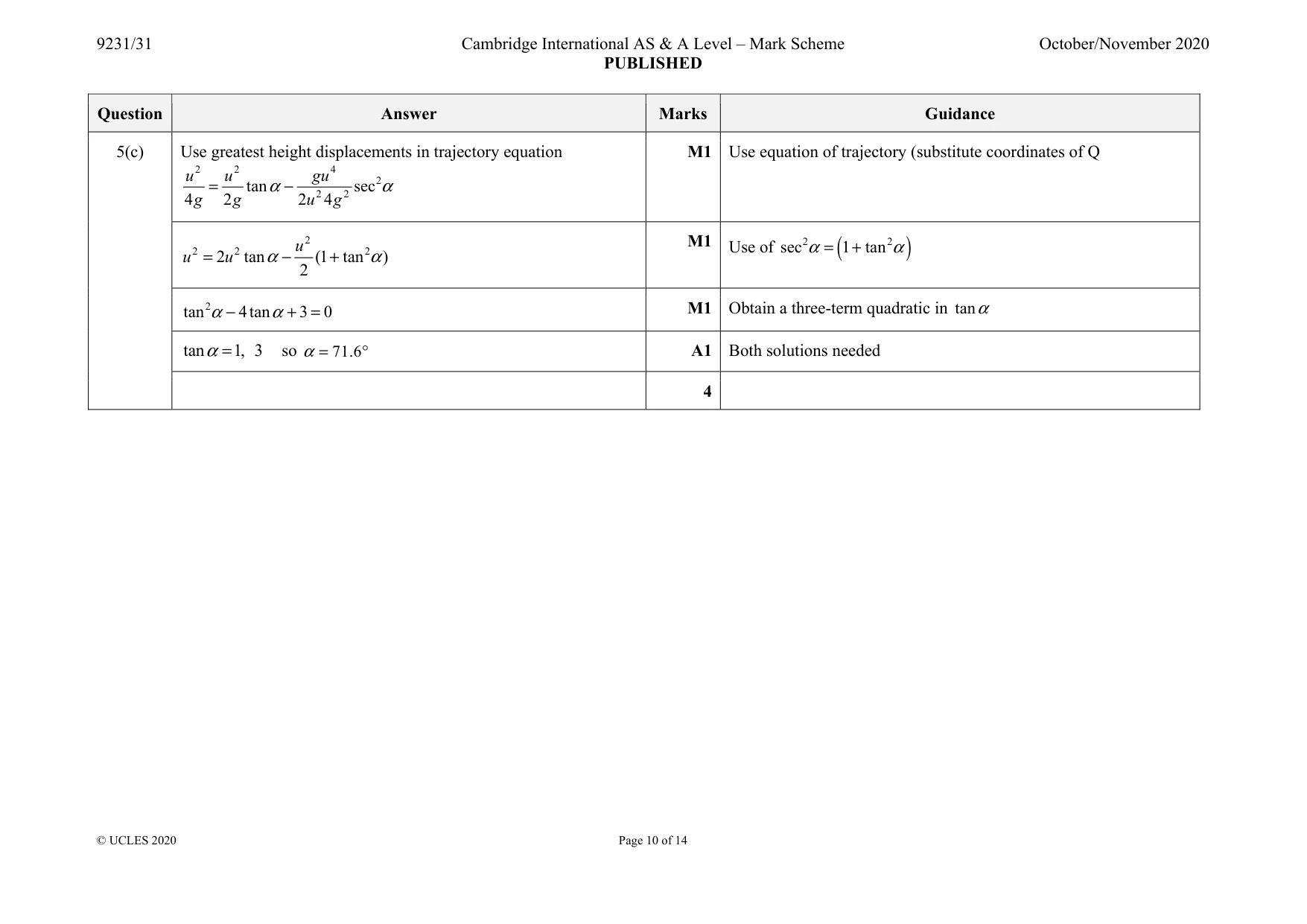 Mark scheme, page 10 of 14