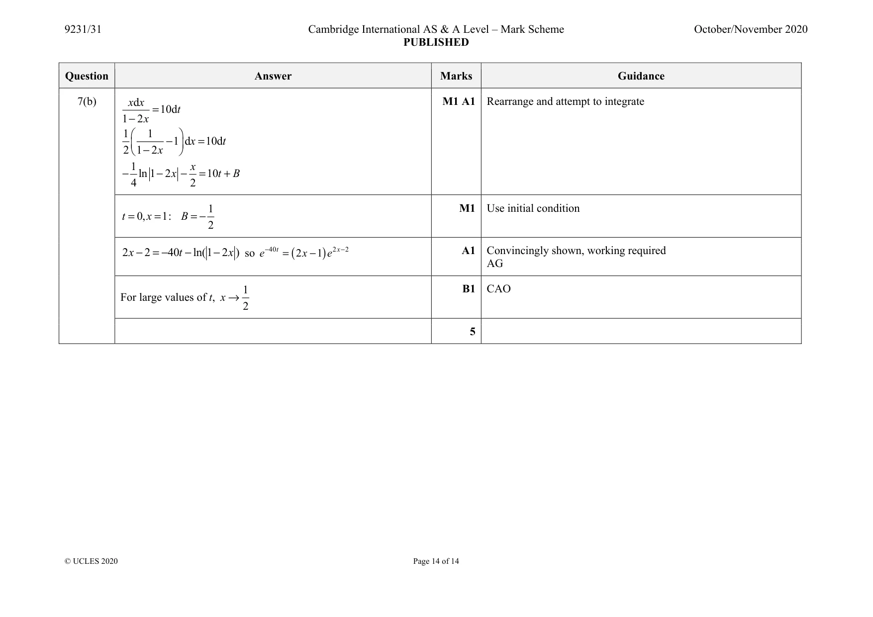Mark scheme, page 14 of 14