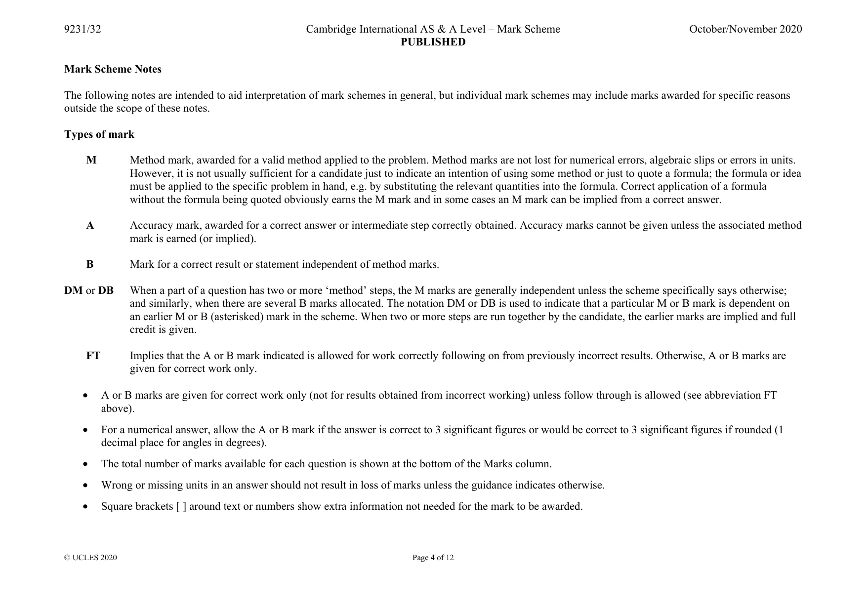 Mark scheme, page 4 of 12
