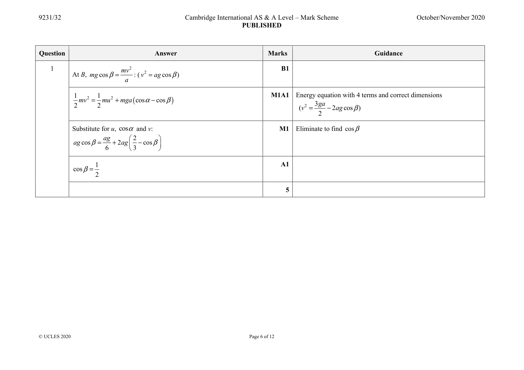 Mark scheme, page 6 of 12