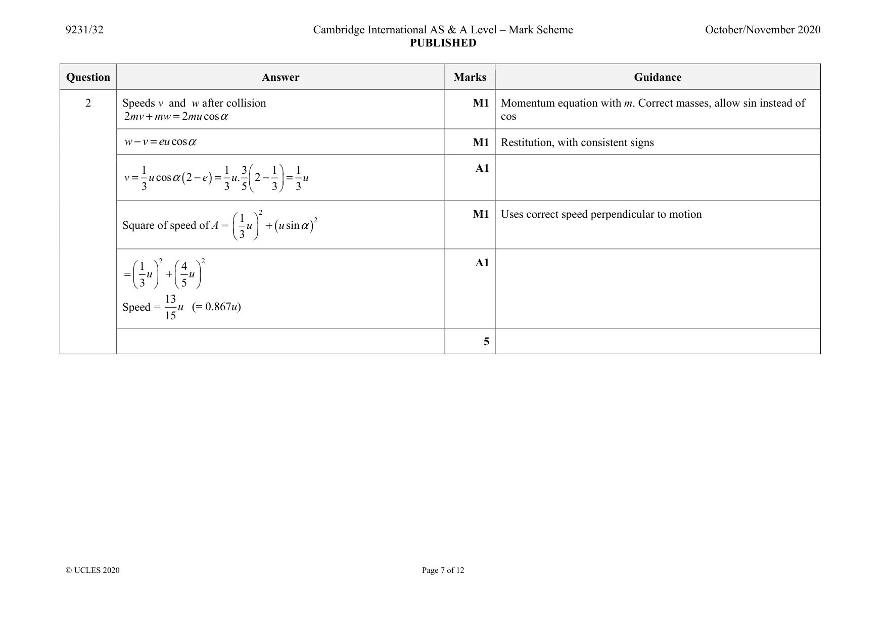 Mark scheme, page 7 of 12