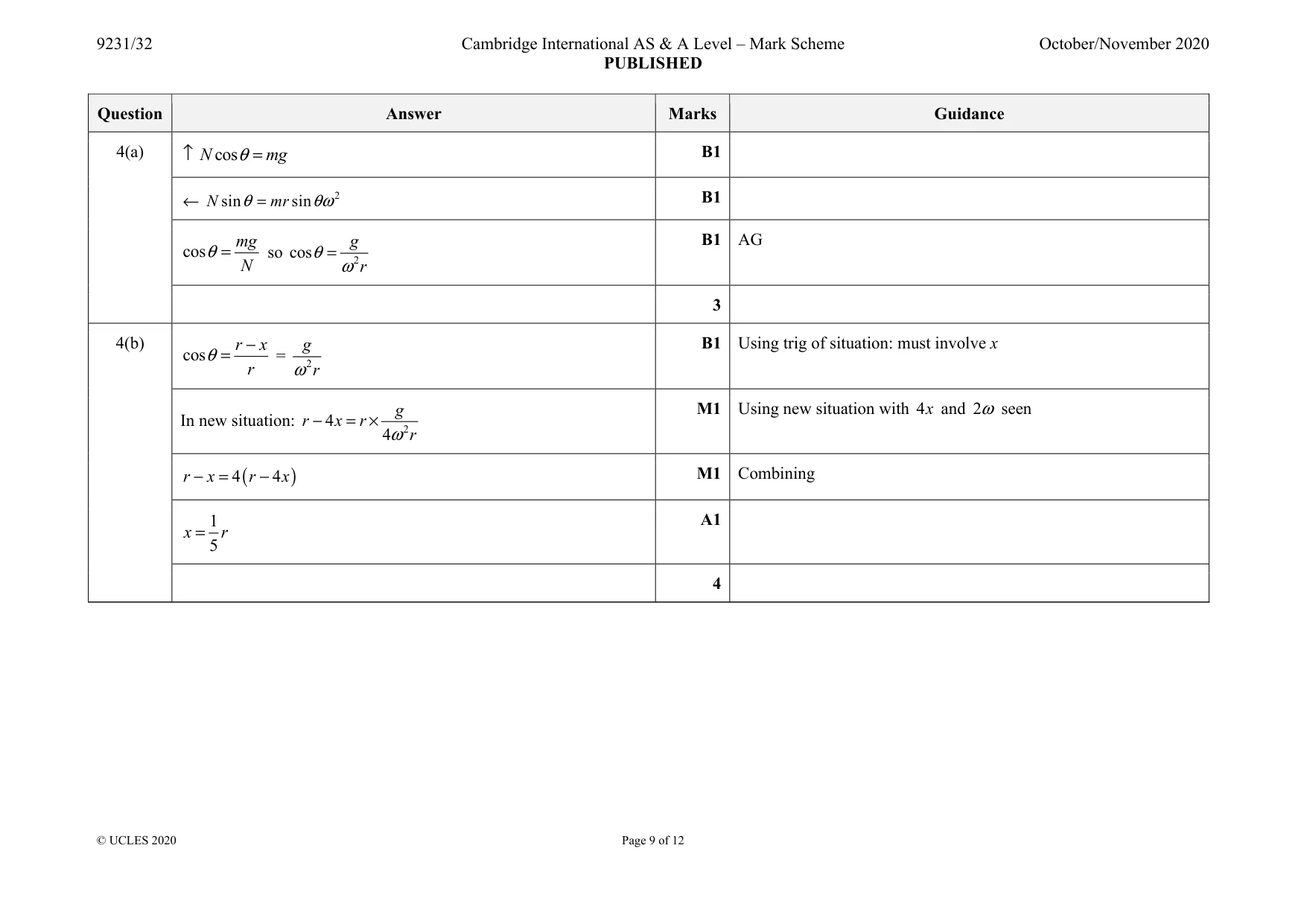 Mark scheme, page 9 of 12