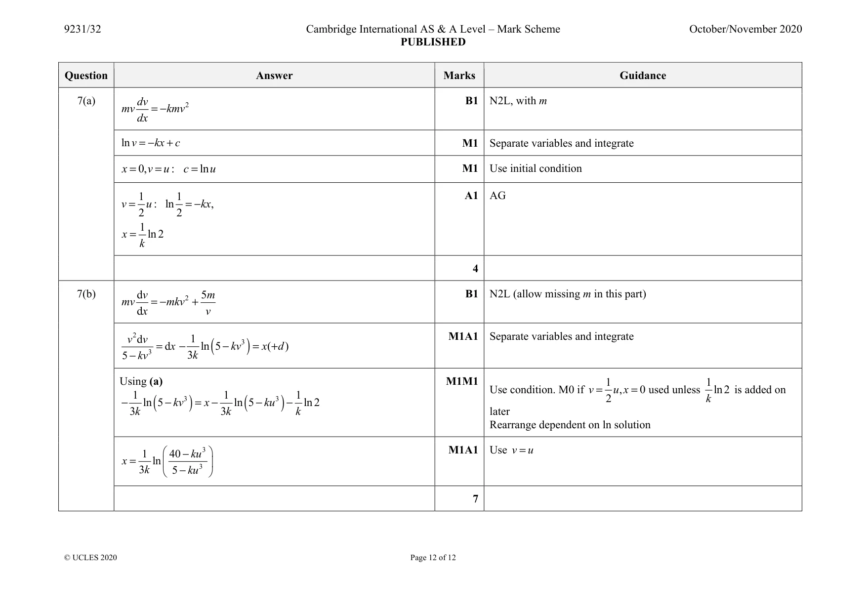 Mark scheme, page 12 of 12