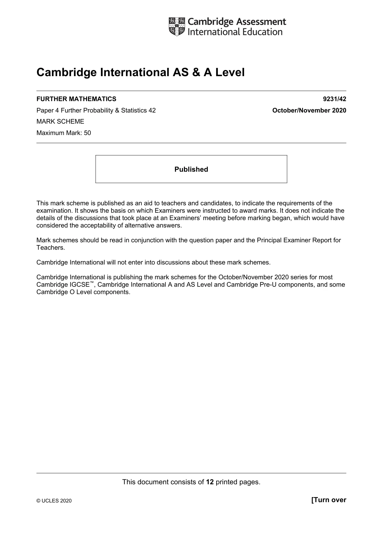 Mark scheme, page 1 of 12