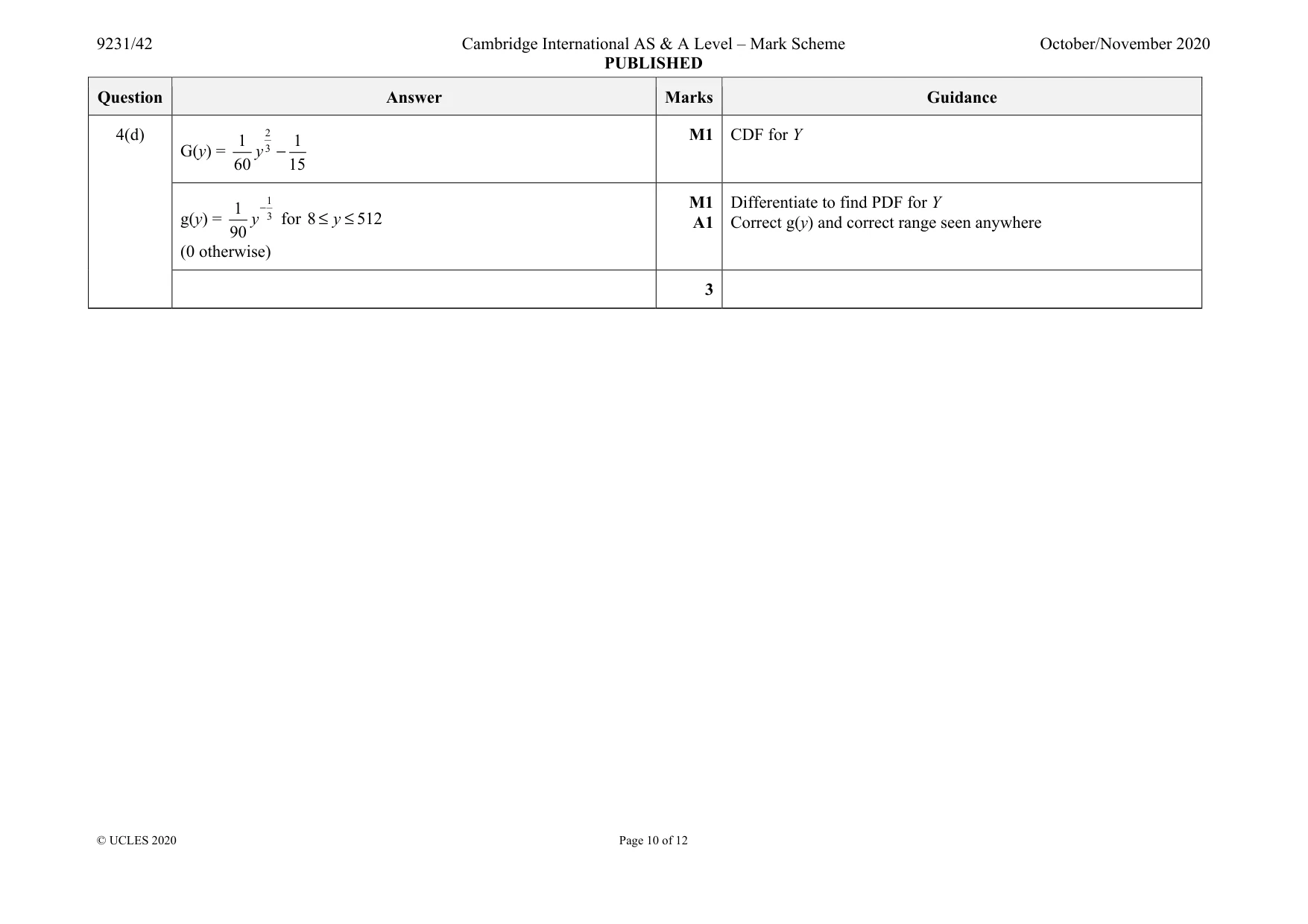 Mark scheme, page 10 of 12