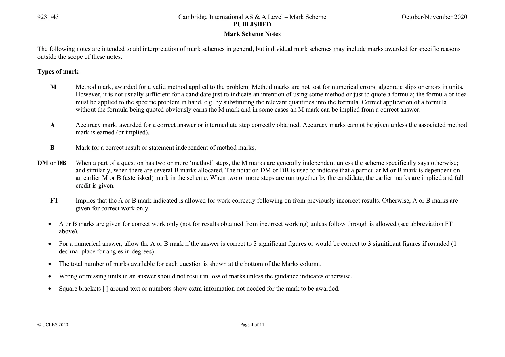 Mark scheme, page 4 of 11
