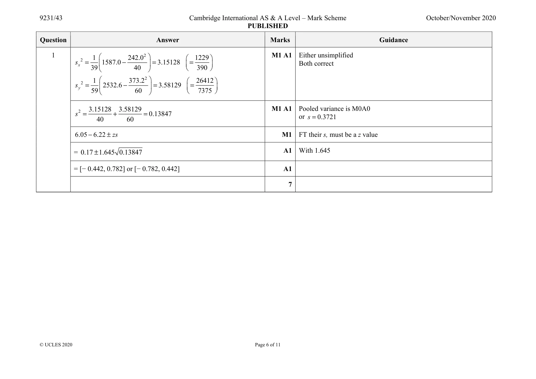 Mark scheme, page 6 of 11