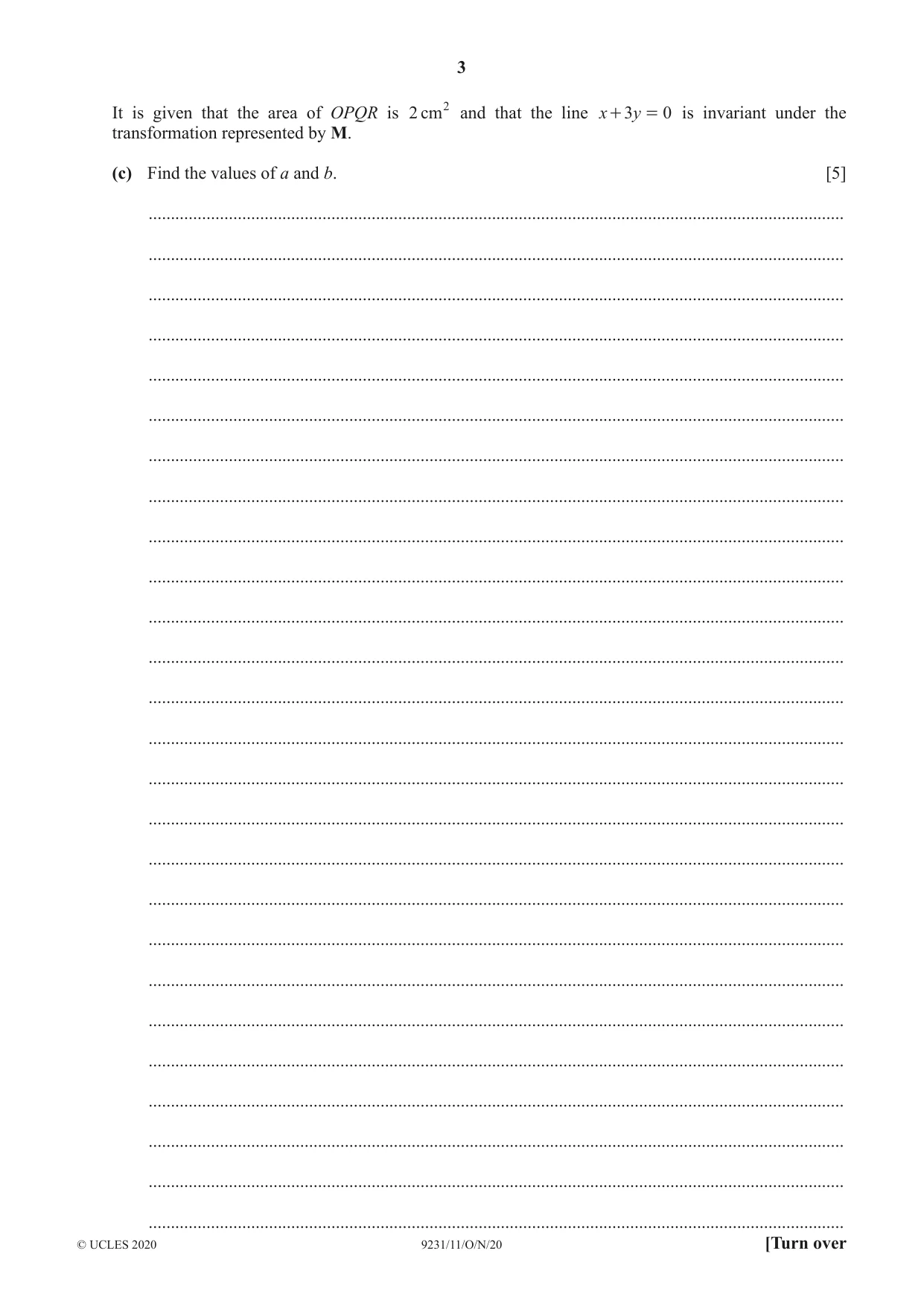 Cambridge A Level Mathematics - Further 9231 2020 Oct/Nov Paper 1 · Variant 1 question paper, page 3 of 20