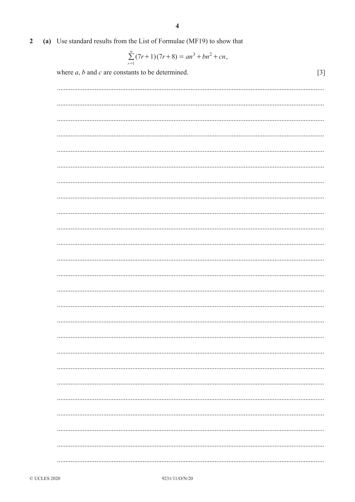 Cambridge A Level Mathematics - Further 9231 2020 Oct/Nov Paper 1 · Variant 1 question paper, page 4 of 20