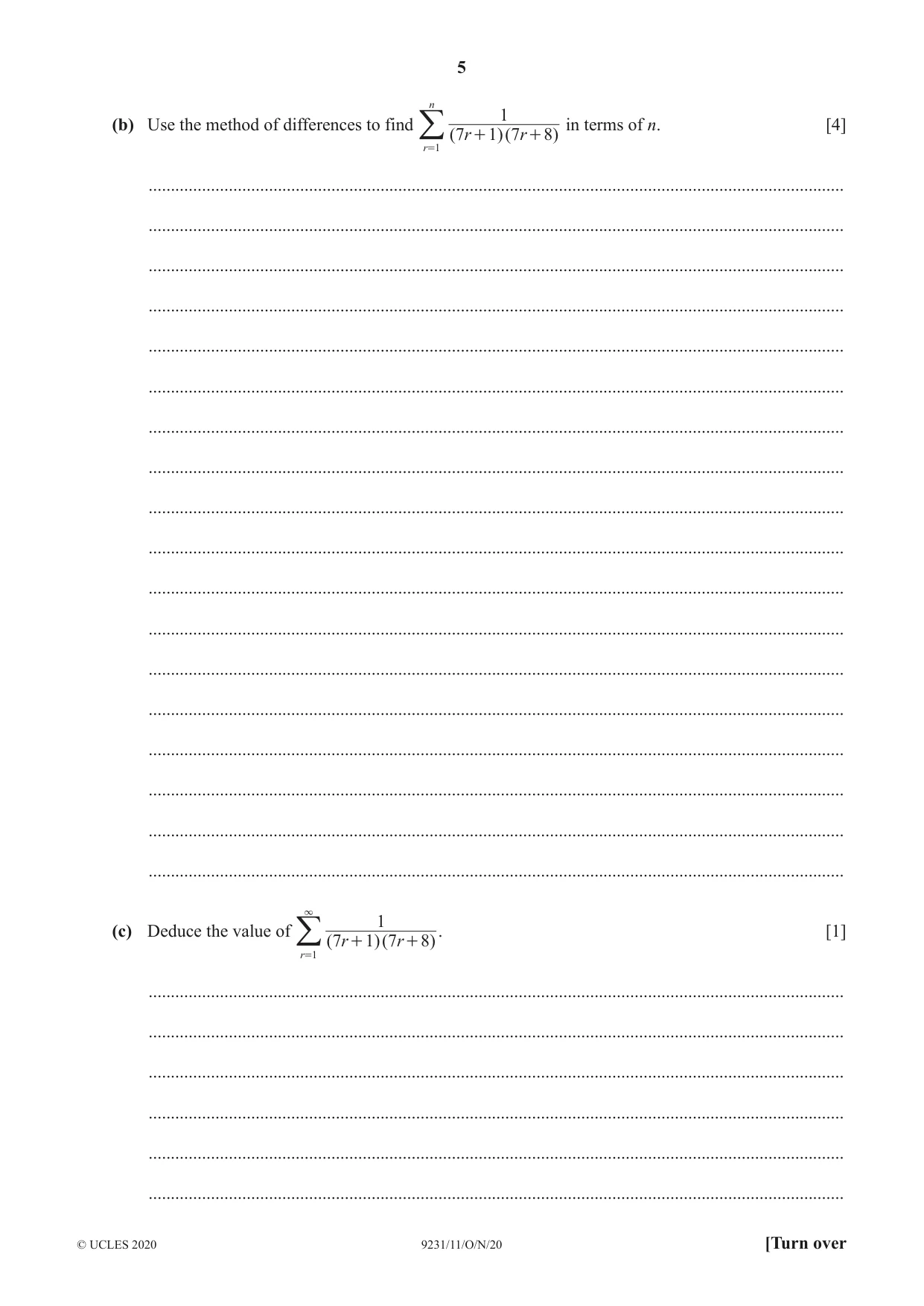 Cambridge A Level Mathematics - Further 9231 2020 Oct/Nov Paper 1 · Variant 1 question paper, page 5 of 20