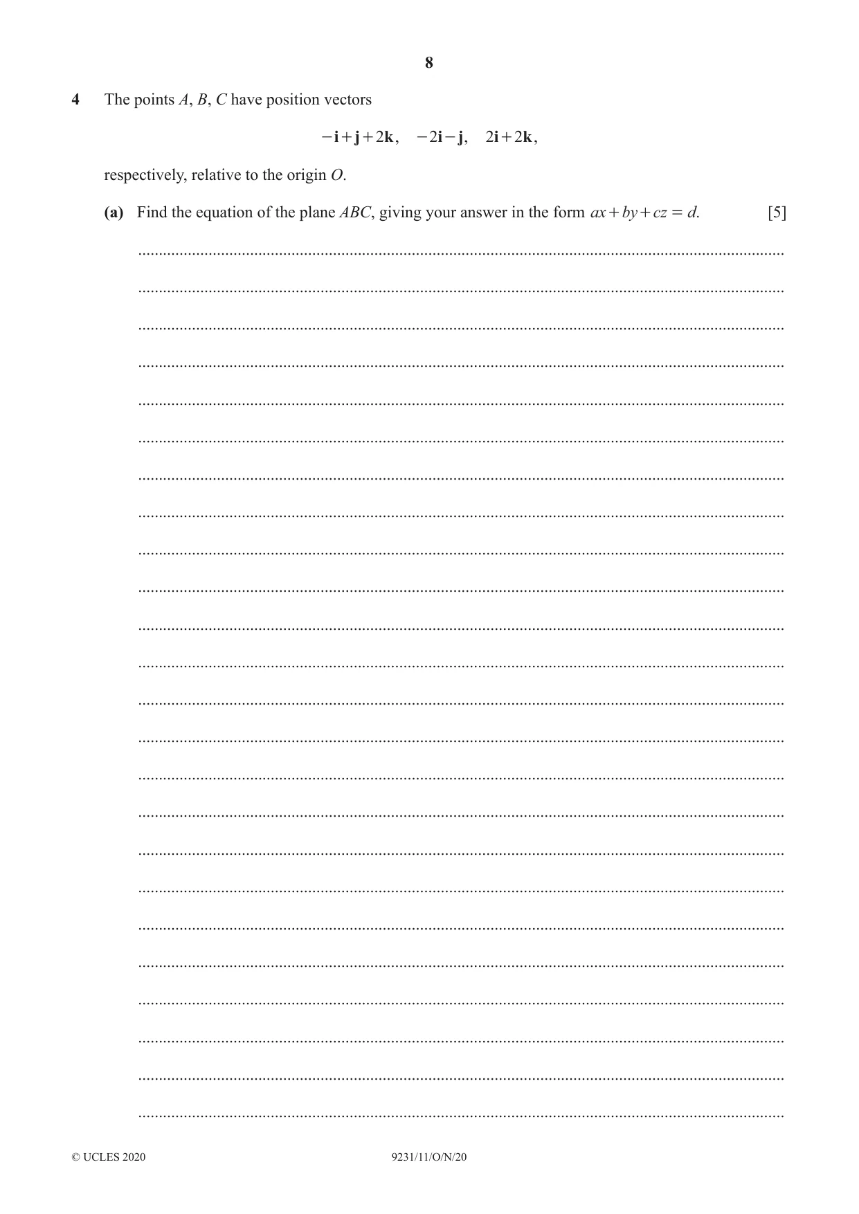 Cambridge A Level Mathematics - Further 9231 2020 Oct/Nov Paper 1 · Variant 1 question paper, page 8 of 20
