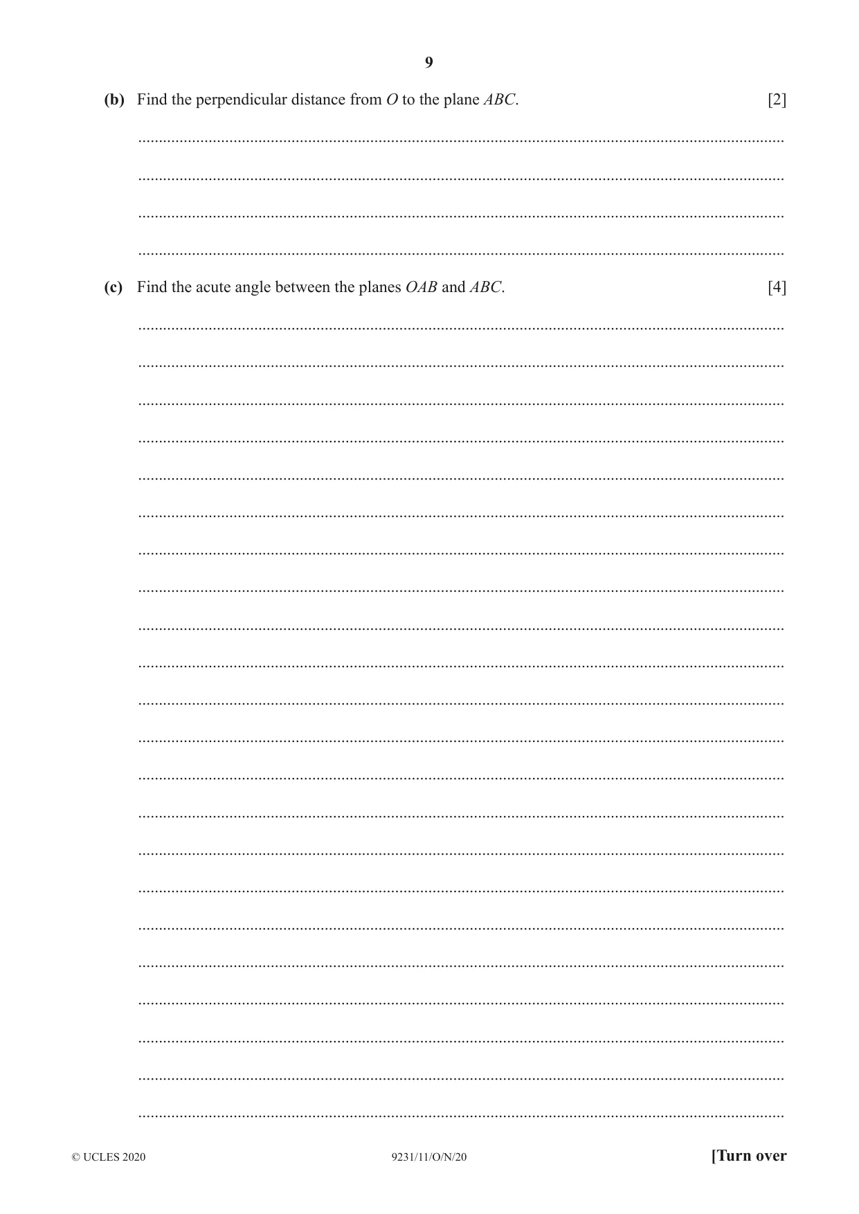 Cambridge A Level Mathematics - Further 9231 2020 Oct/Nov Paper 1 · Variant 1 question paper, page 9 of 20