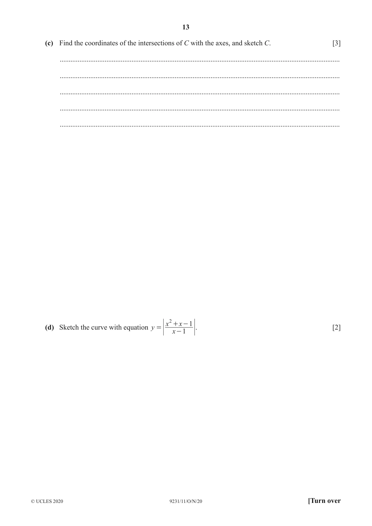 Cambridge A Level Mathematics - Further 9231 2020 Oct/Nov Paper 1 · Variant 1 question paper, page 13 of 20