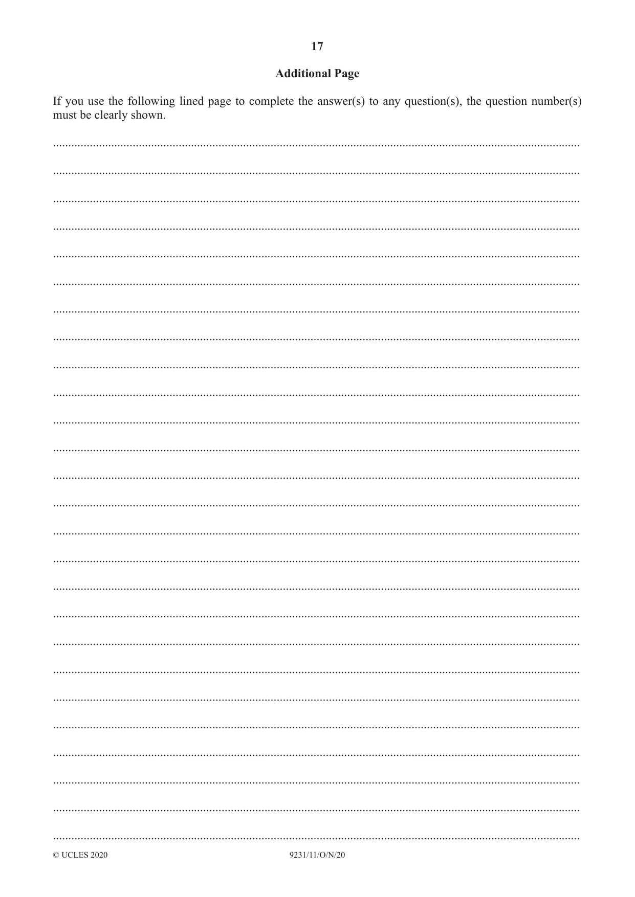 Cambridge A Level Mathematics - Further 9231 2020 Oct/Nov Paper 1 · Variant 1 question paper, page 17 of 20