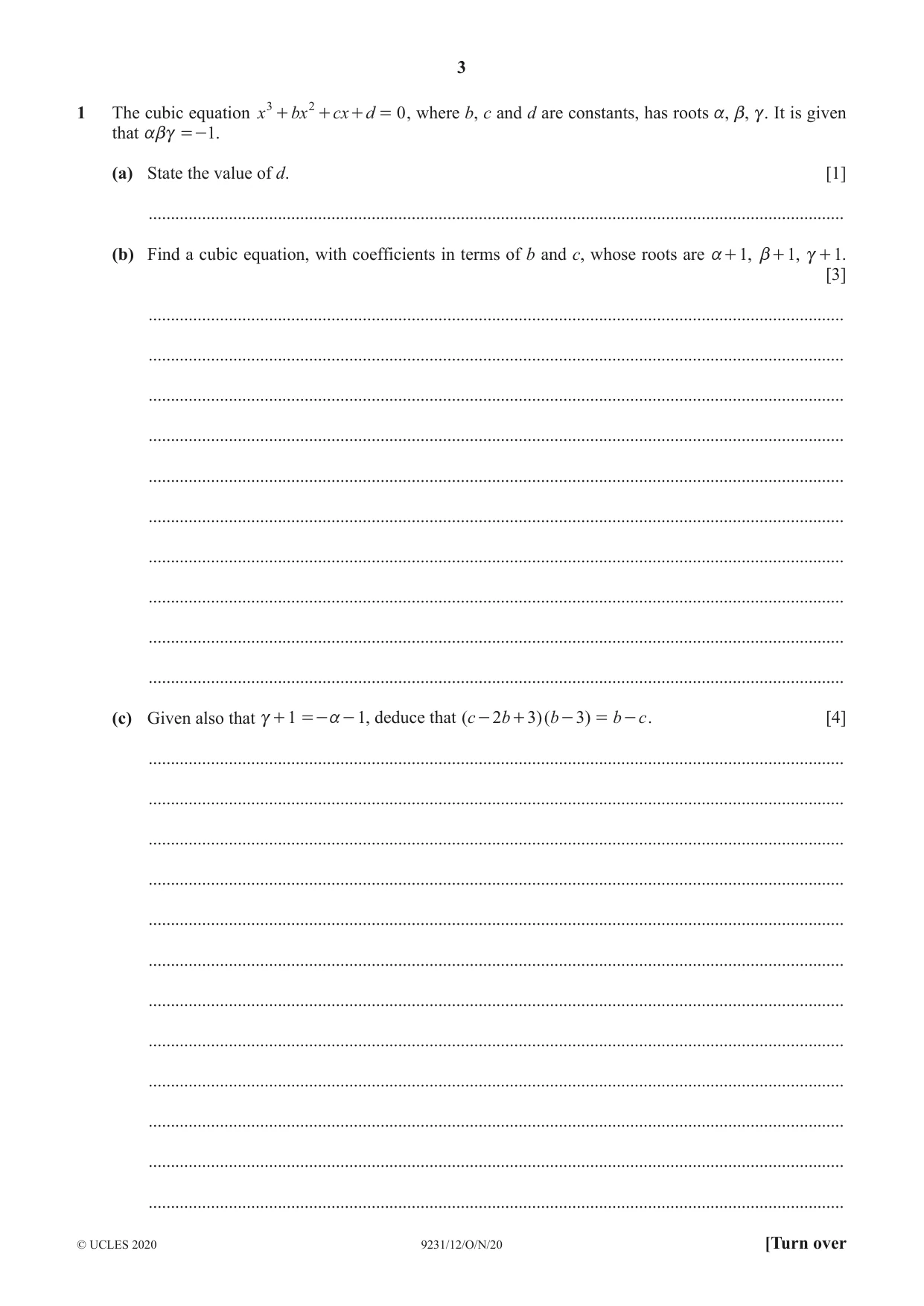 Cambridge A Level Mathematics - Further 9231 2020 Oct/Nov Paper 1 · Variant 2 question paper, page 3 of 16