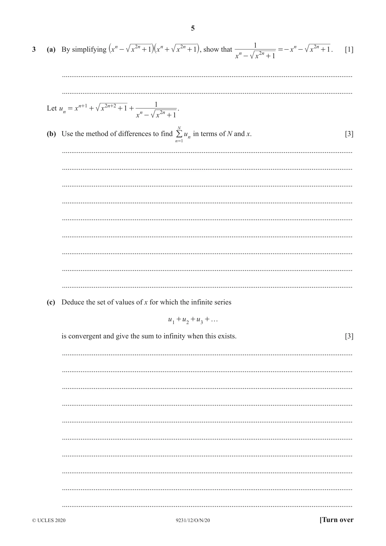 Cambridge A Level Mathematics - Further 9231 2020 Oct/Nov Paper 1 · Variant 2 question paper, page 5 of 16