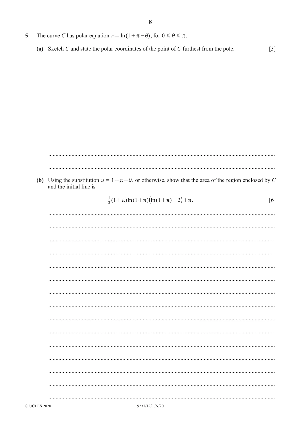 Cambridge A Level Mathematics - Further 9231 2020 Oct/Nov Paper 1 · Variant 2 question paper, page 8 of 16