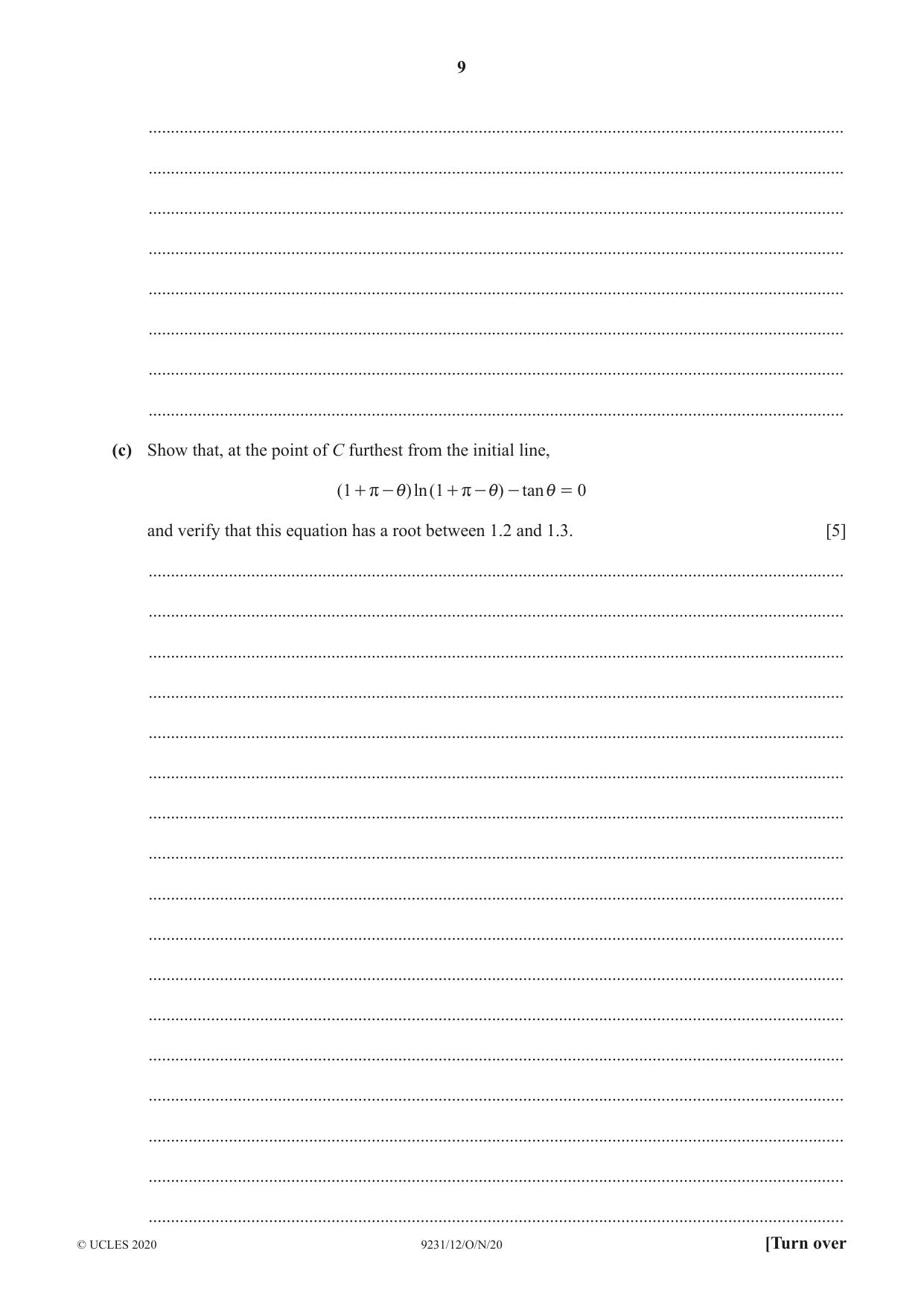 Cambridge A Level Mathematics - Further 9231 2020 Oct/Nov Paper 1 · Variant 2 question paper, page 9 of 16