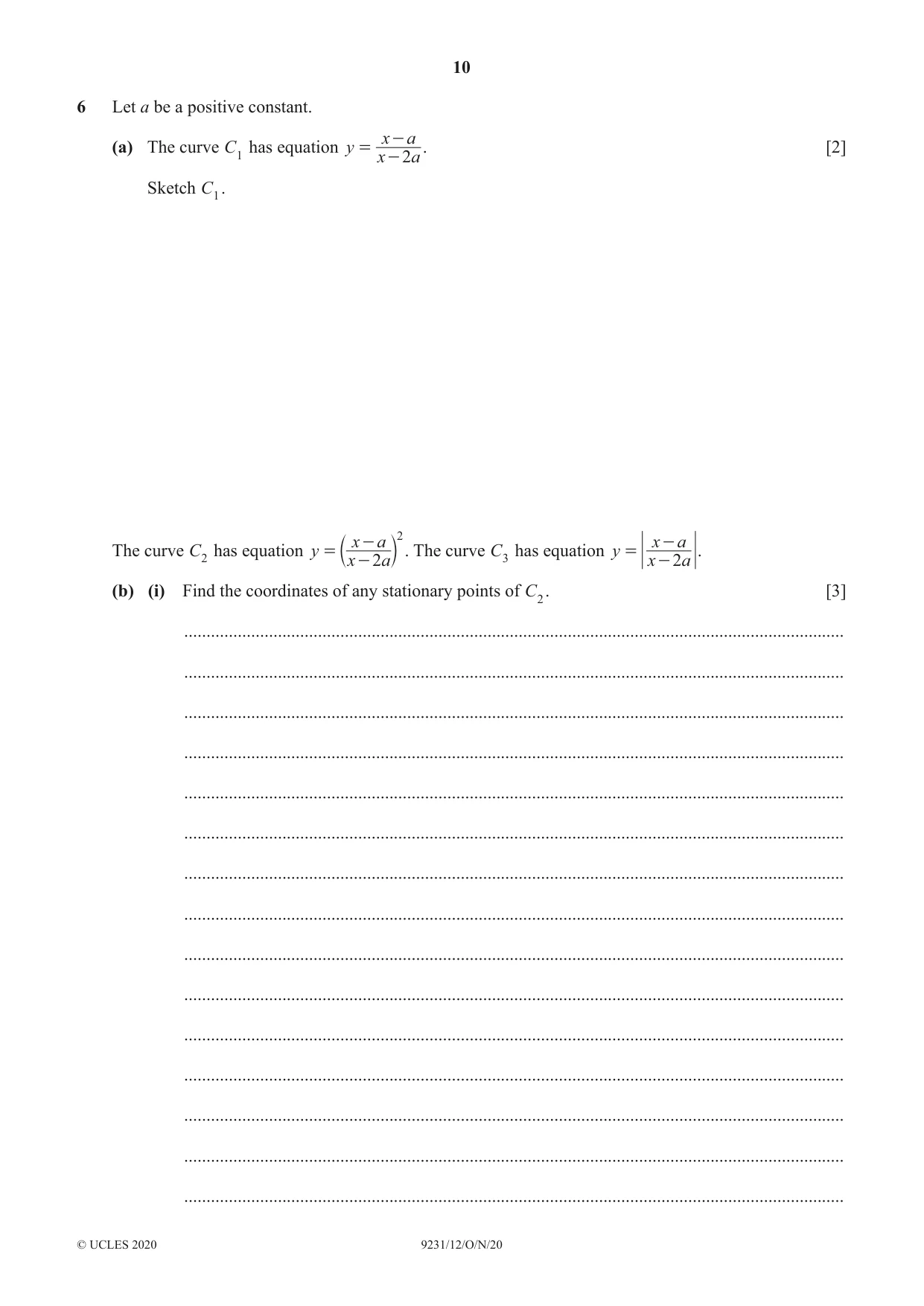 Cambridge A Level Mathematics - Further 9231 2020 Oct/Nov Paper 1 · Variant 2 question paper, page 10 of 16