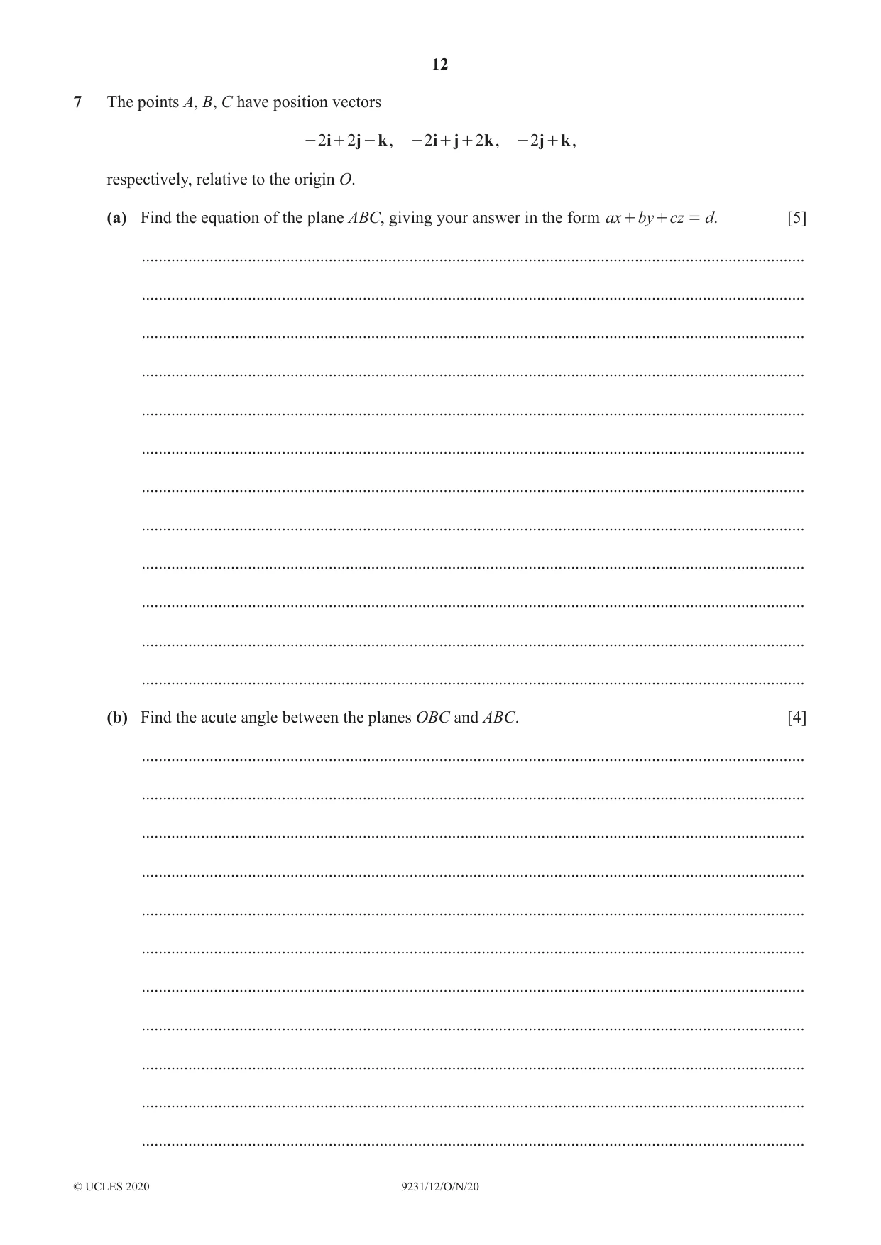 Cambridge A Level Mathematics - Further 9231 2020 Oct/Nov Paper 1 · Variant 2 question paper, page 12 of 16