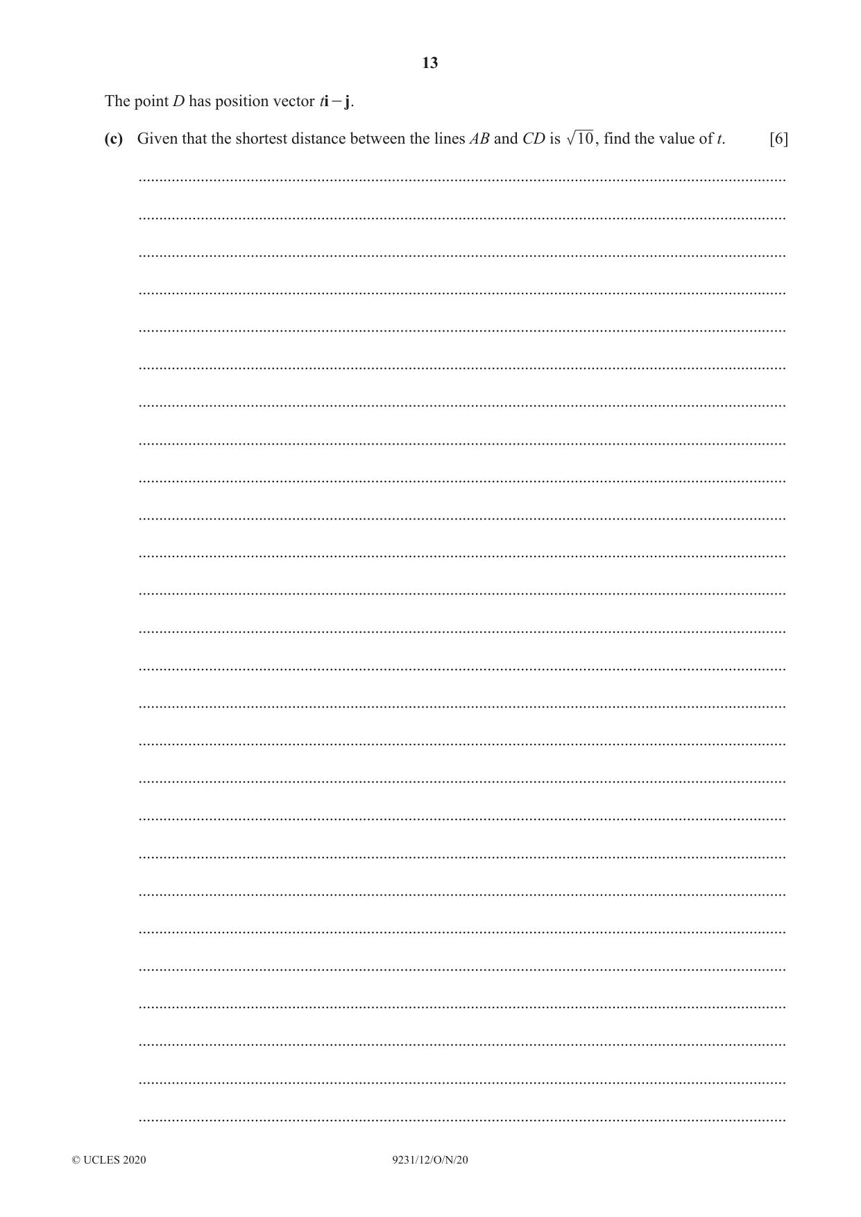 Cambridge A Level Mathematics - Further 9231 2020 Oct/Nov Paper 1 · Variant 2 question paper, page 13 of 16