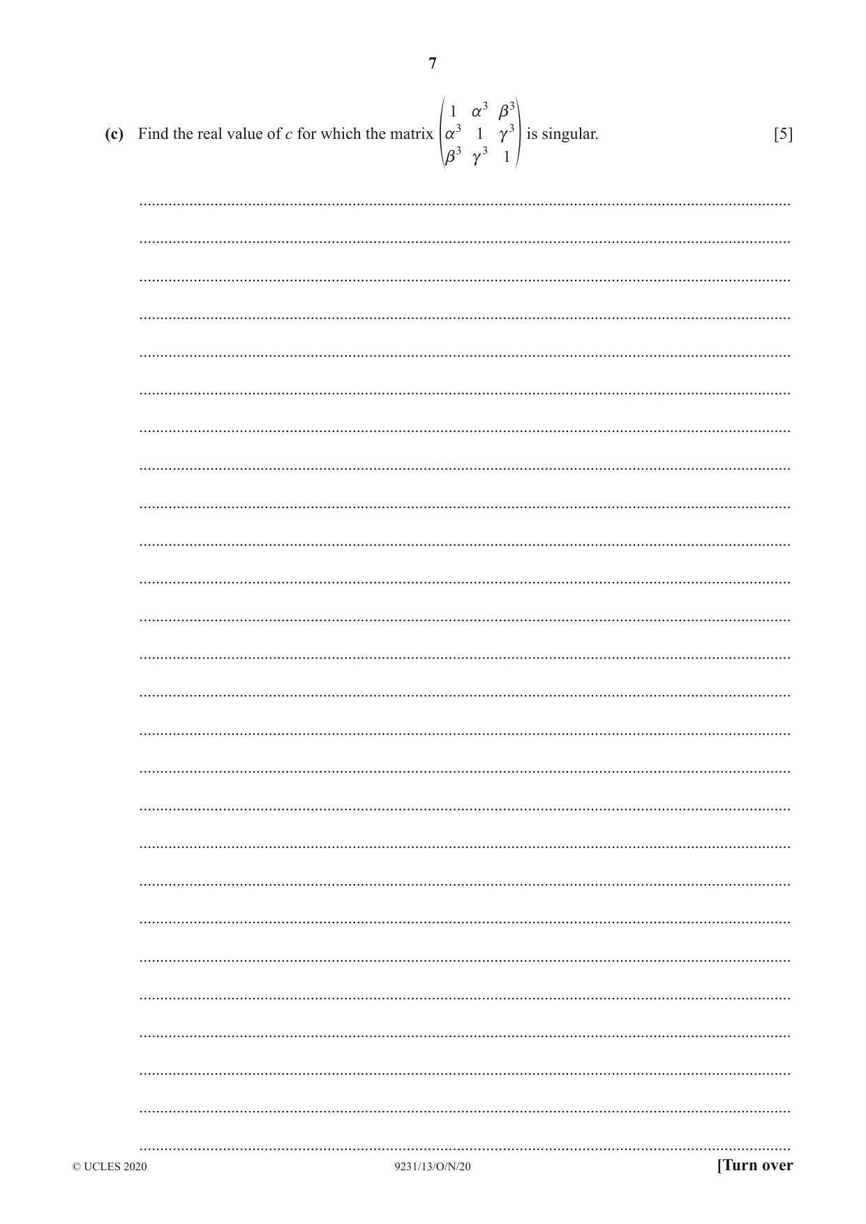 Cambridge A Level Mathematics - Further 9231 2020 Oct/Nov Paper 1 · Variant 3 question paper, page 7 of 20