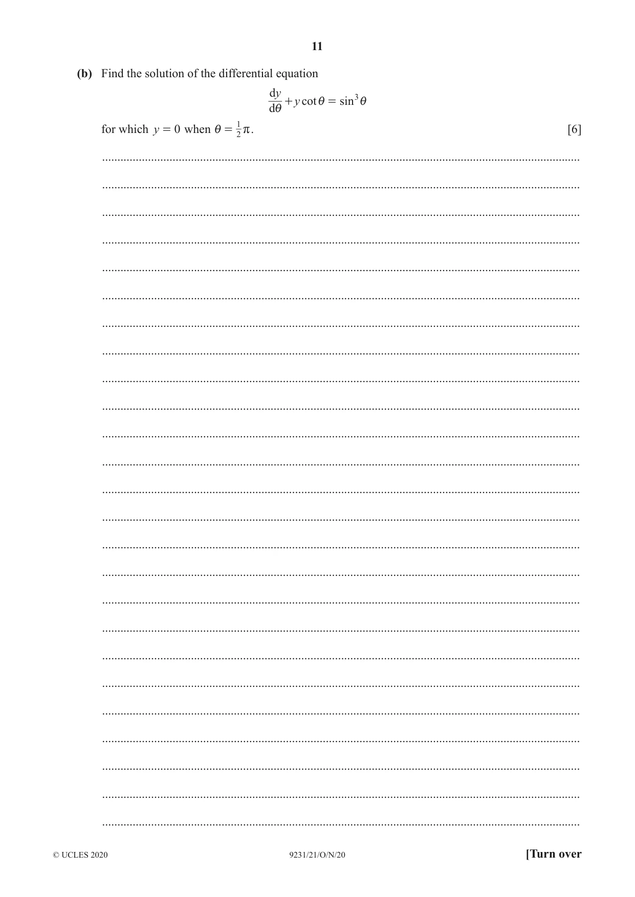 Cambridge A Level Mathematics - Further 9231 2020 Oct/Nov Paper 2 · Variant 1 question paper, page 11 of 16