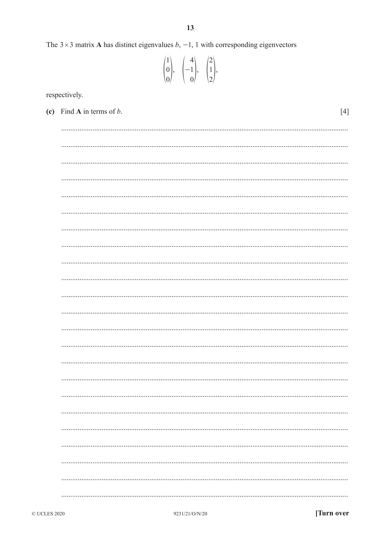Cambridge A Level Mathematics - Further 9231 2020 Oct/Nov Paper 2 · Variant 1 question paper, page 13 of 16