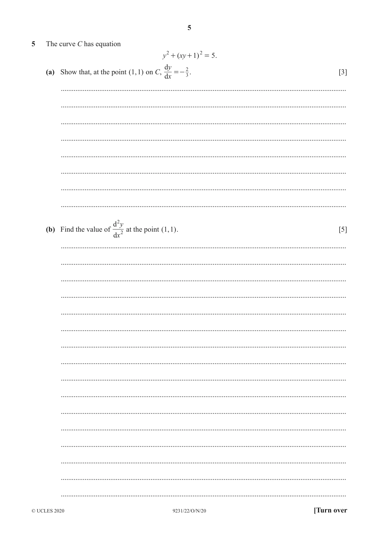 Cambridge A Level Mathematics - Further 9231 2020 Oct/Nov Paper 2 · Variant 2 question paper, page 5 of 16