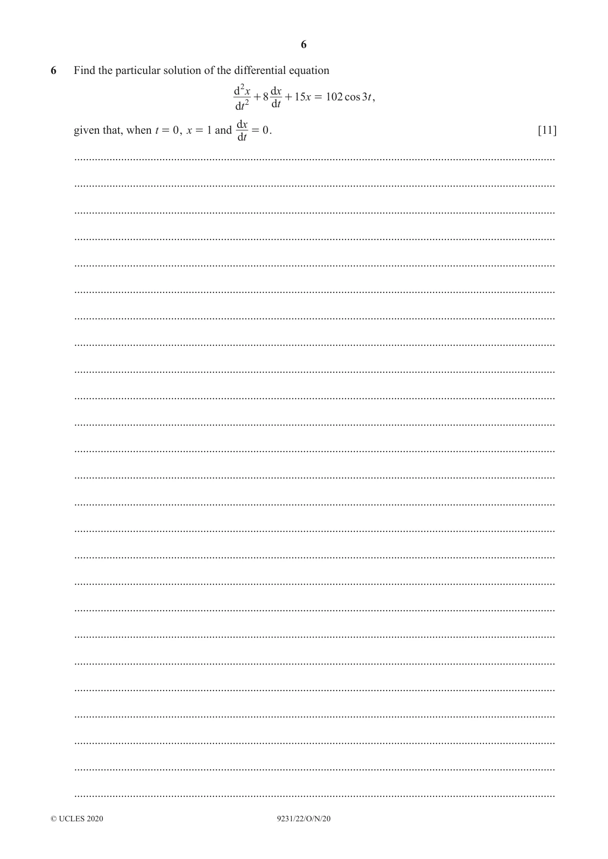 Cambridge A Level Mathematics - Further 9231 2020 Oct/Nov Paper 2 · Variant 2 question paper, page 6 of 16