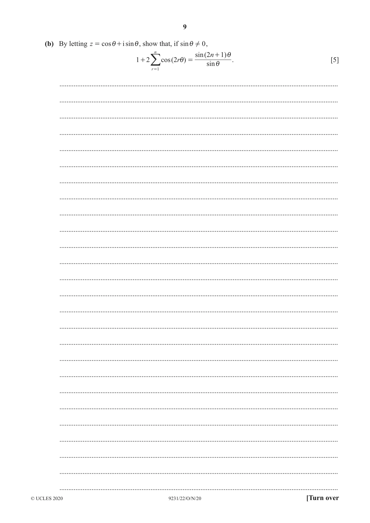 Cambridge A Level Mathematics - Further 9231 2020 Oct/Nov Paper 2 · Variant 2 question paper, page 9 of 16