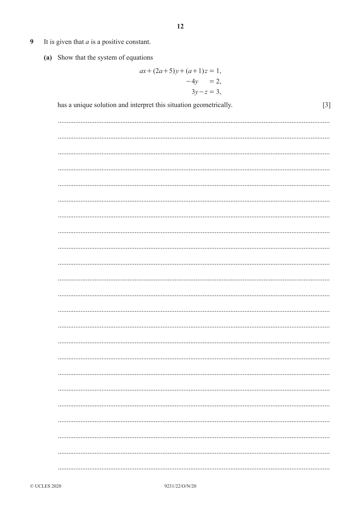 Cambridge A Level Mathematics - Further 9231 2020 Oct/Nov Paper 2 · Variant 2 question paper, page 12 of 16