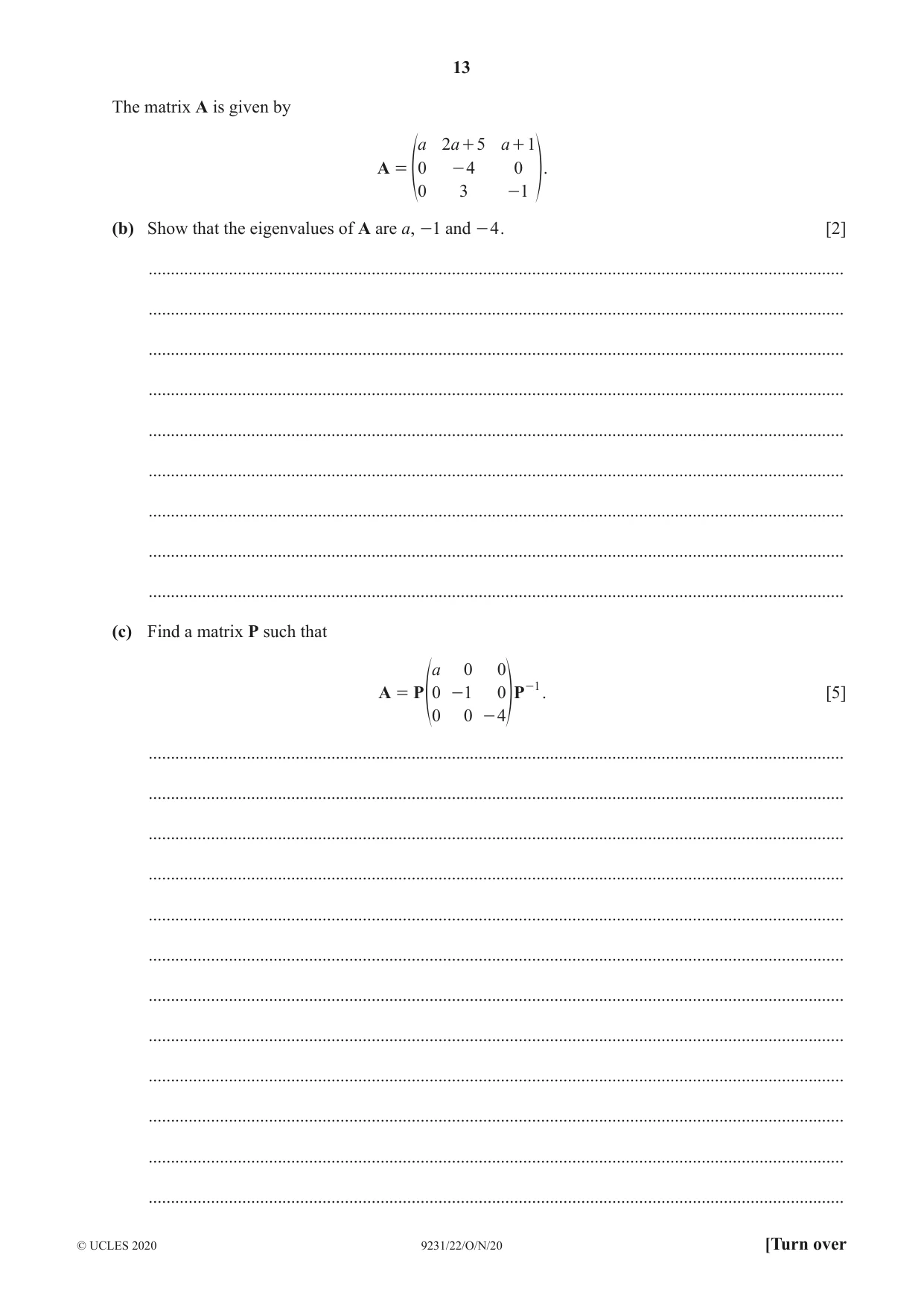 Cambridge A Level Mathematics - Further 9231 2020 Oct/Nov Paper 2 · Variant 2 question paper, page 13 of 16