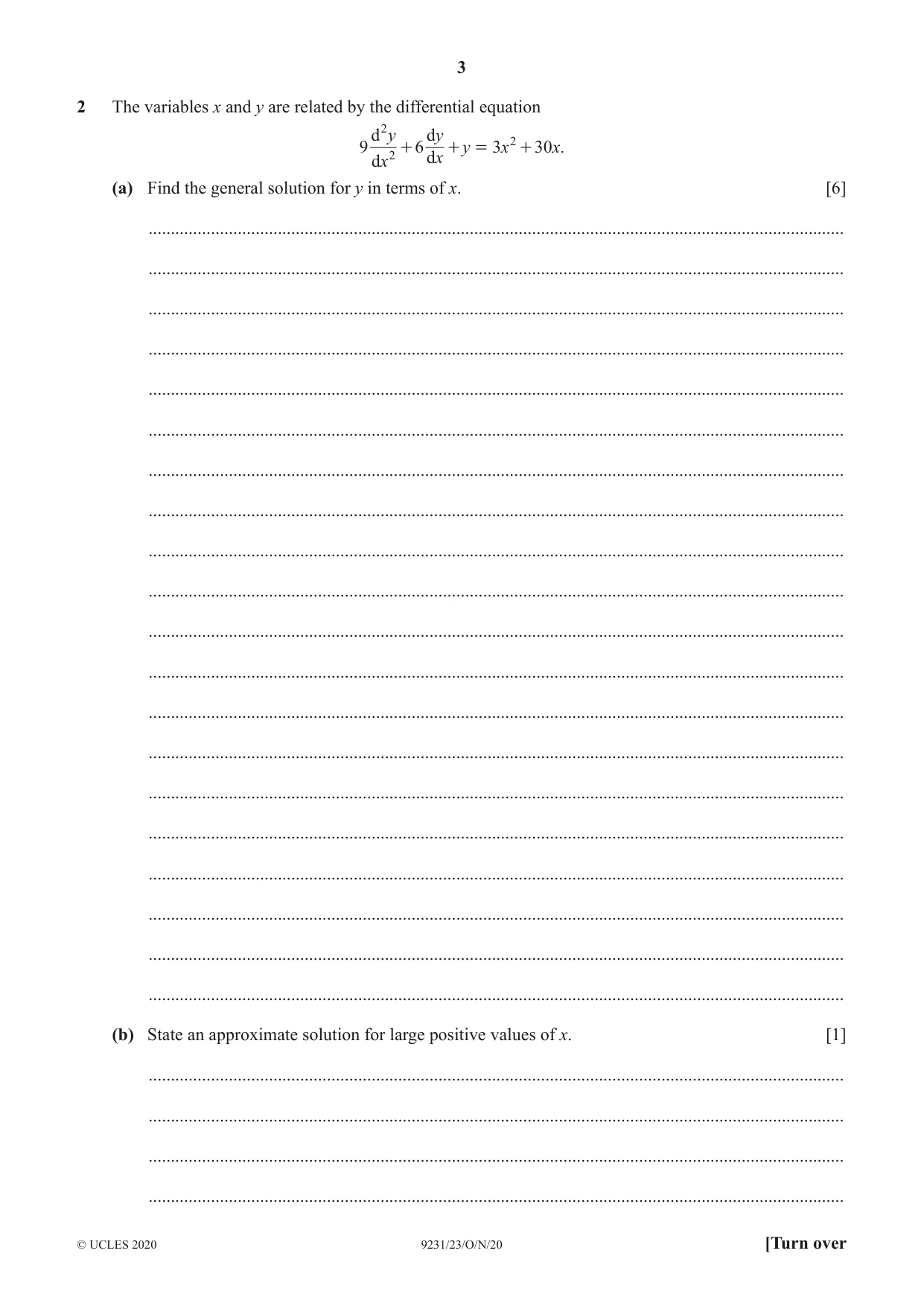 Cambridge A Level Mathematics - Further 9231 2020 Oct/Nov Paper 2 · Variant 3 question paper, page 3 of 16
