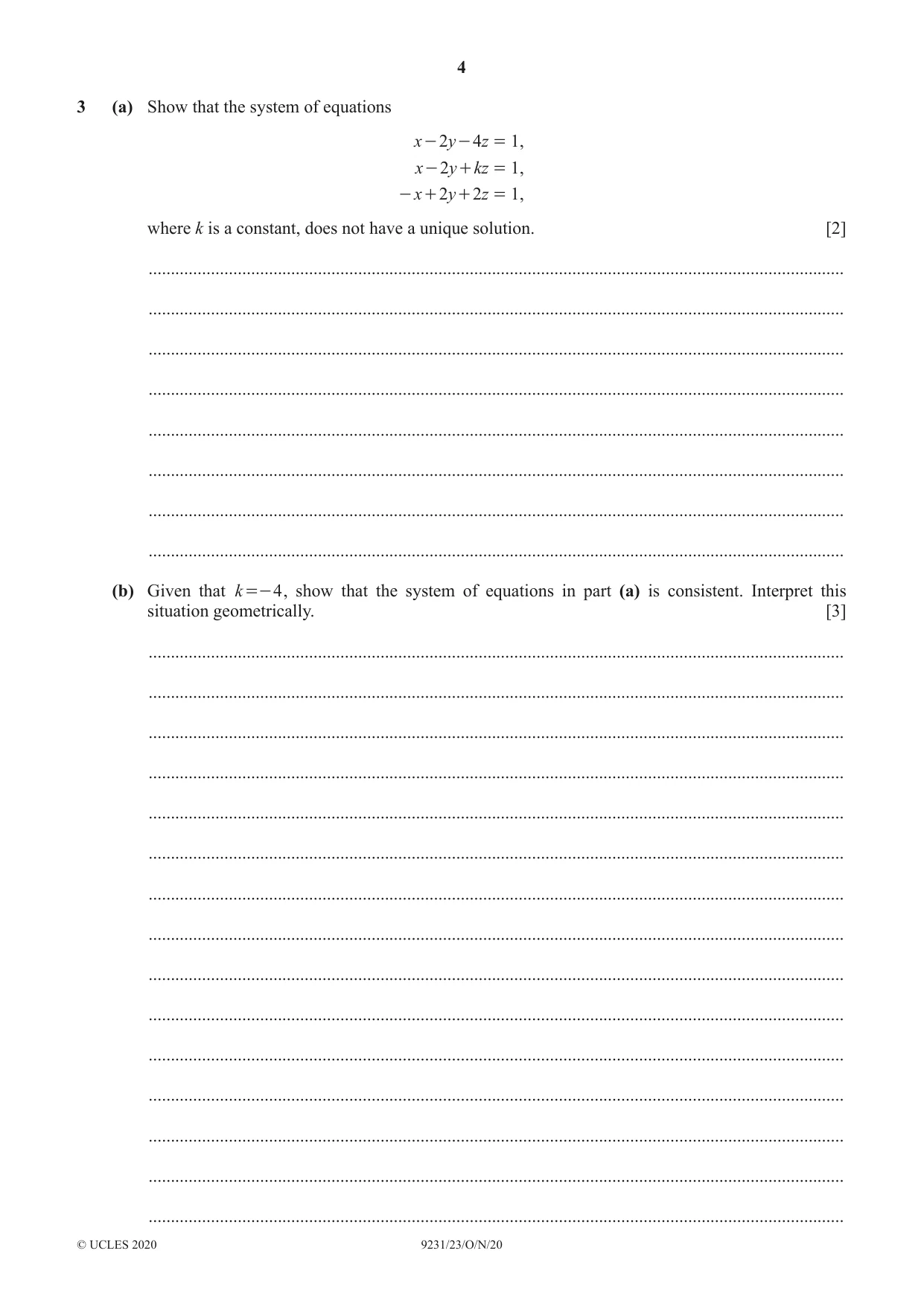 Cambridge A Level Mathematics - Further 9231 2020 Oct/Nov Paper 2 · Variant 3 question paper, page 4 of 16