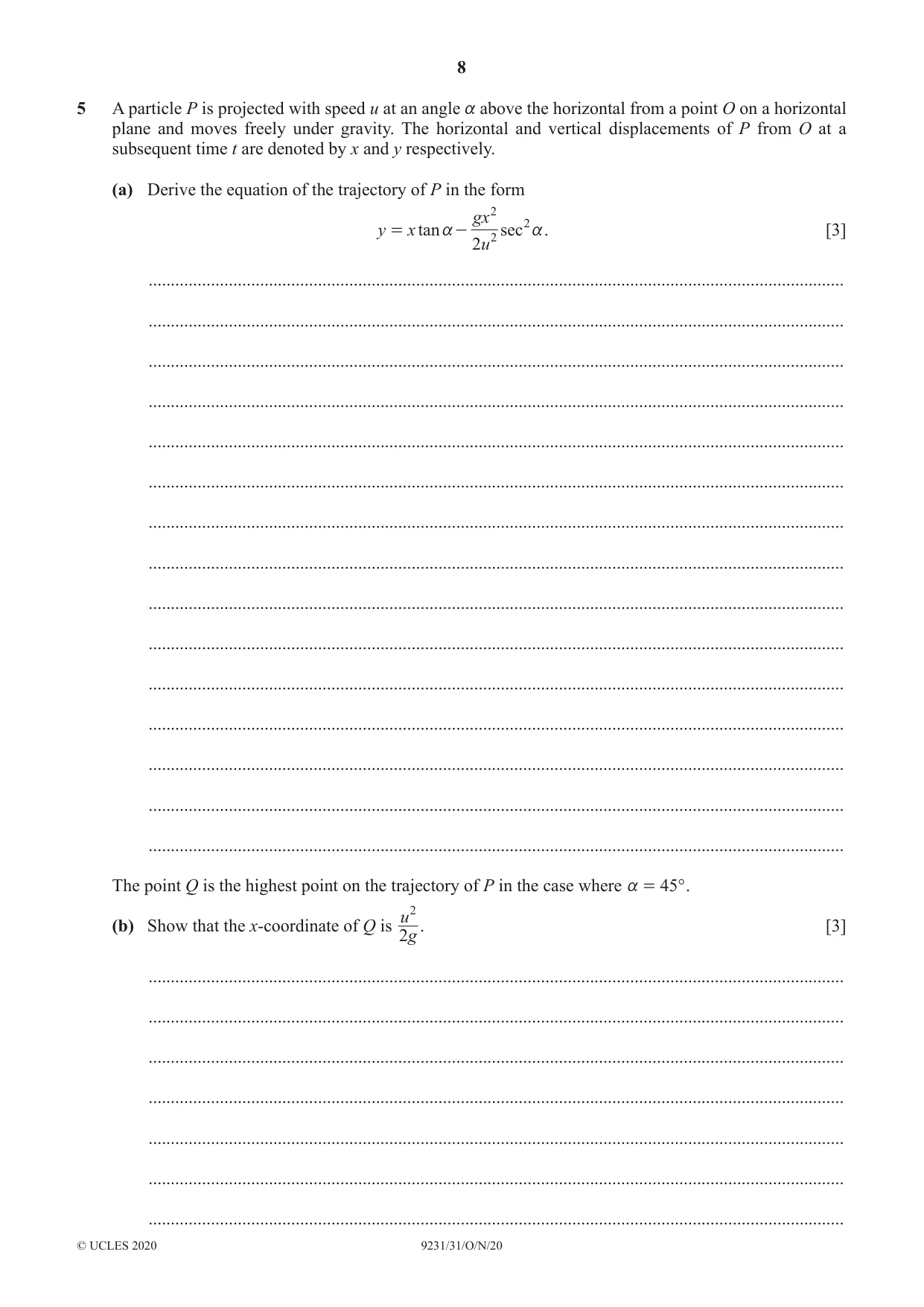 Cambridge A Level Mathematics - Further 9231 2020 Oct/Nov Paper 3 · Variant 1 question paper, page 8 of 16