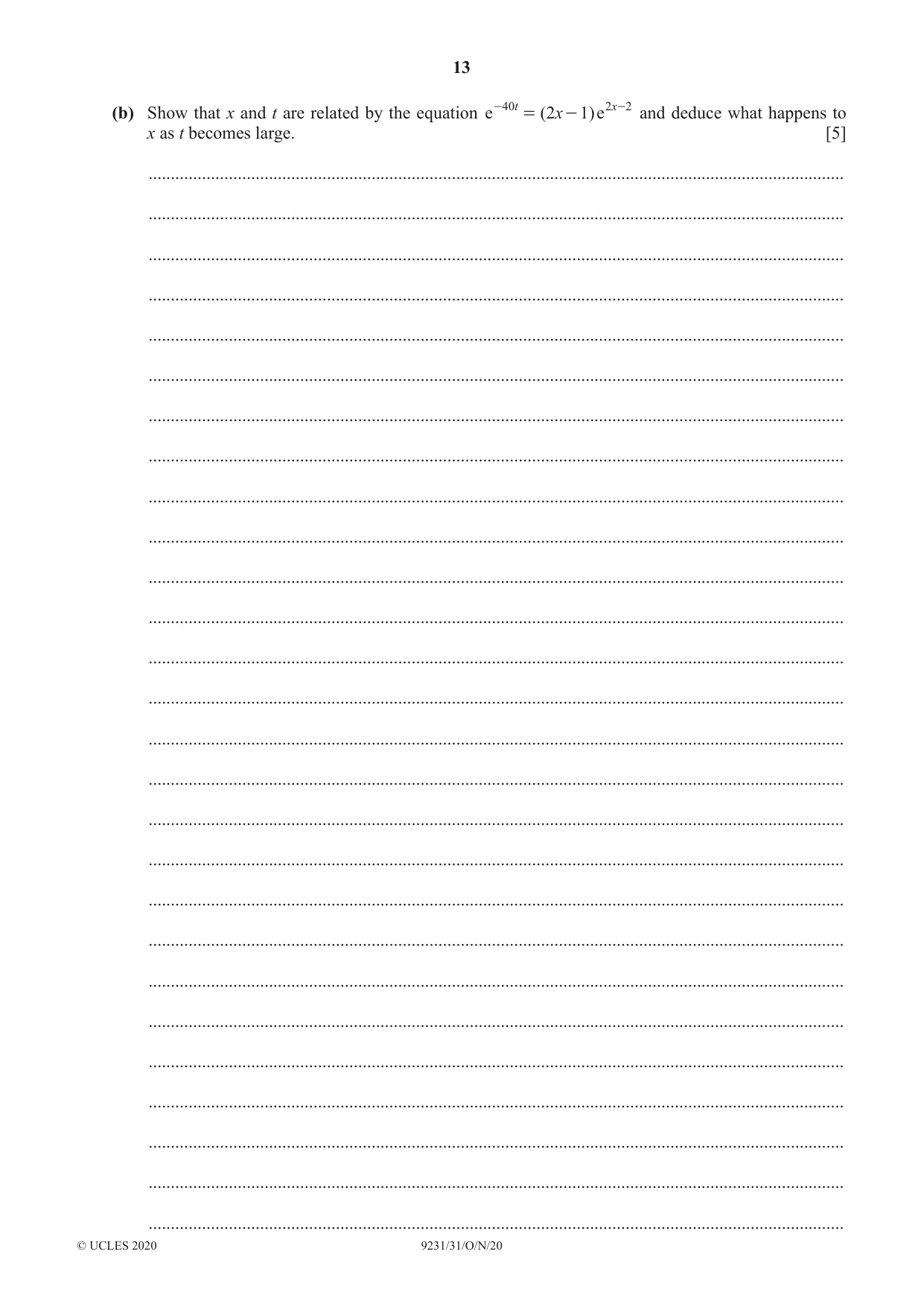 Cambridge A Level Mathematics - Further 9231 2020 Oct/Nov Paper 3 · Variant 1 question paper, page 13 of 16