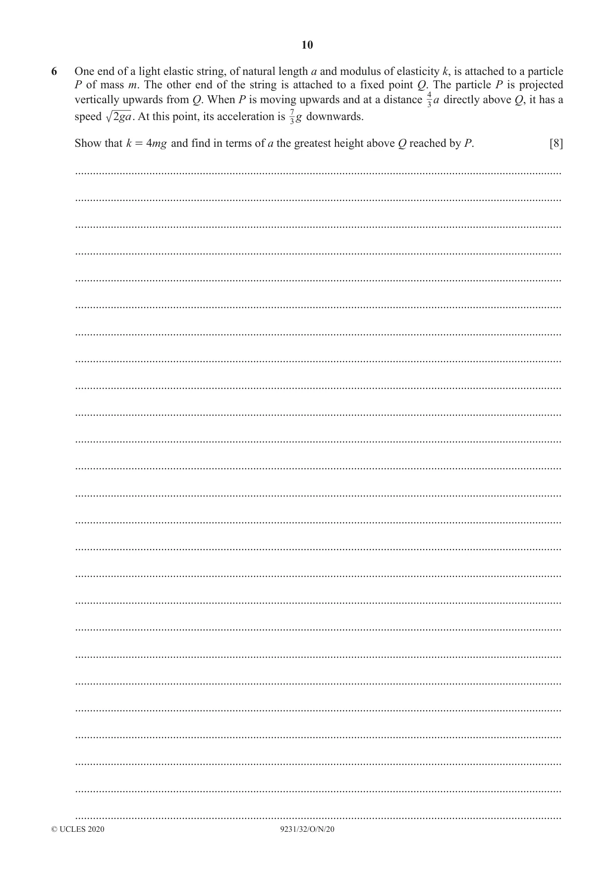 Cambridge A Level Mathematics - Further 9231 2020 Oct/Nov Paper 3 · Variant 2 question paper, page 10 of 16
