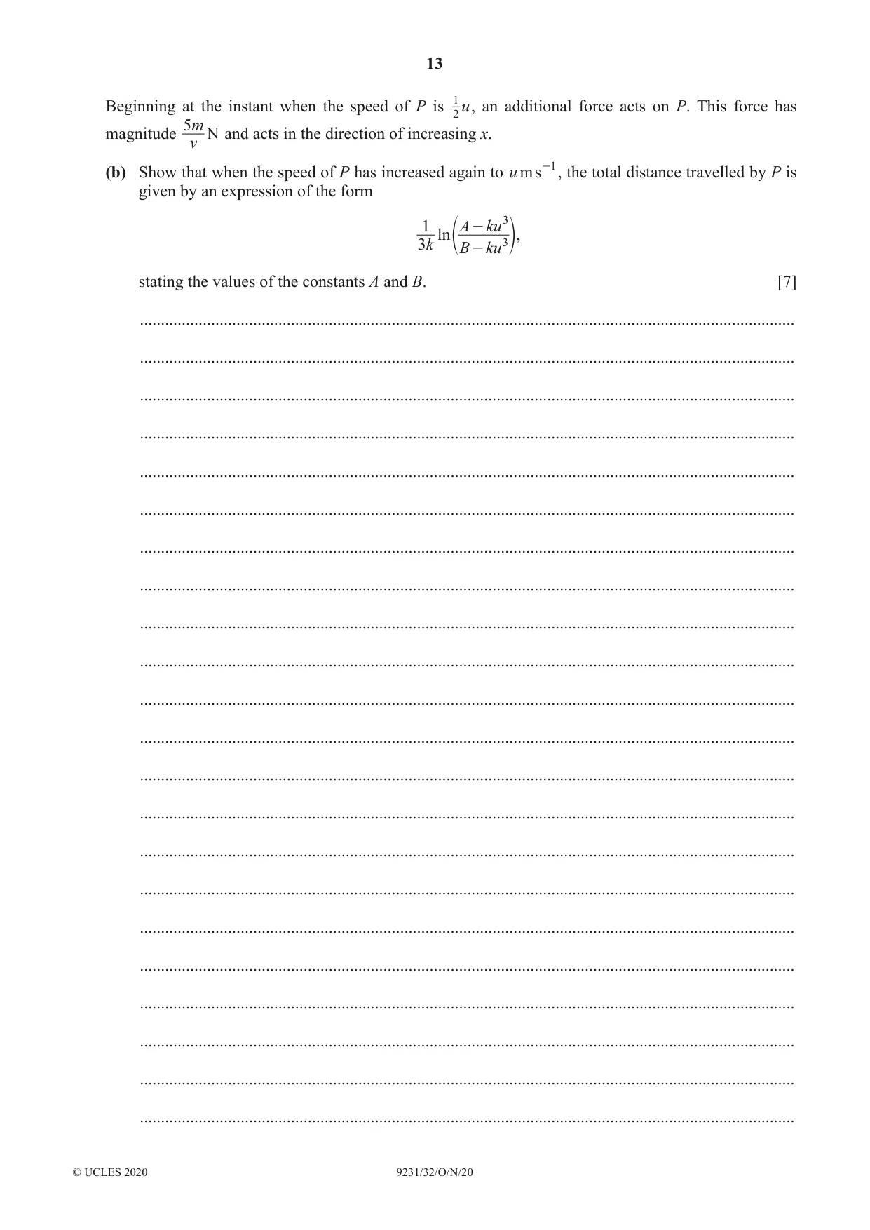 Cambridge A Level Mathematics - Further 9231 2020 Oct/Nov Paper 3 · Variant 2 question paper, page 13 of 16