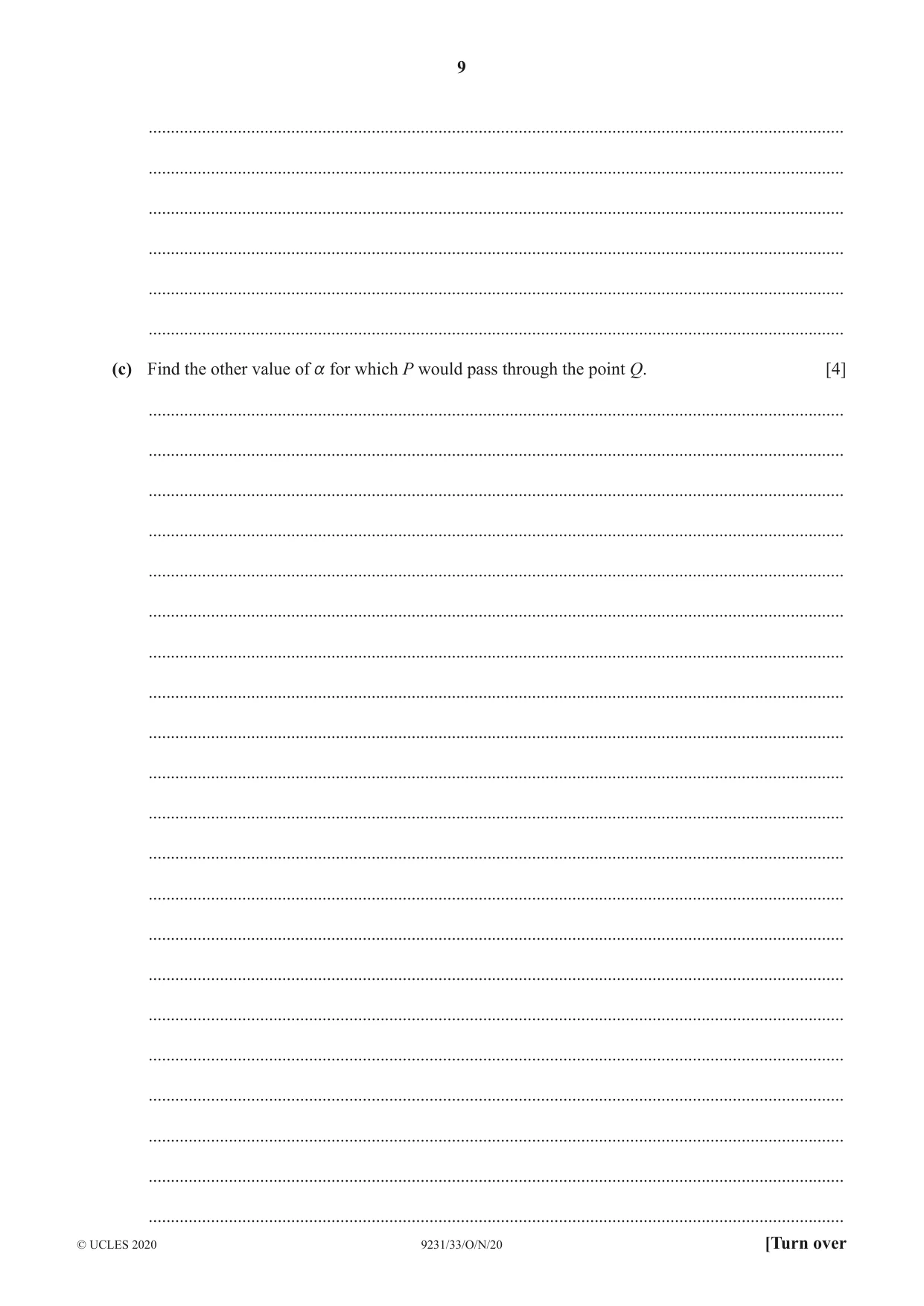 Cambridge A Level Mathematics - Further 9231 2020 Oct/Nov Paper 3 · Variant 3 question paper, page 9 of 16