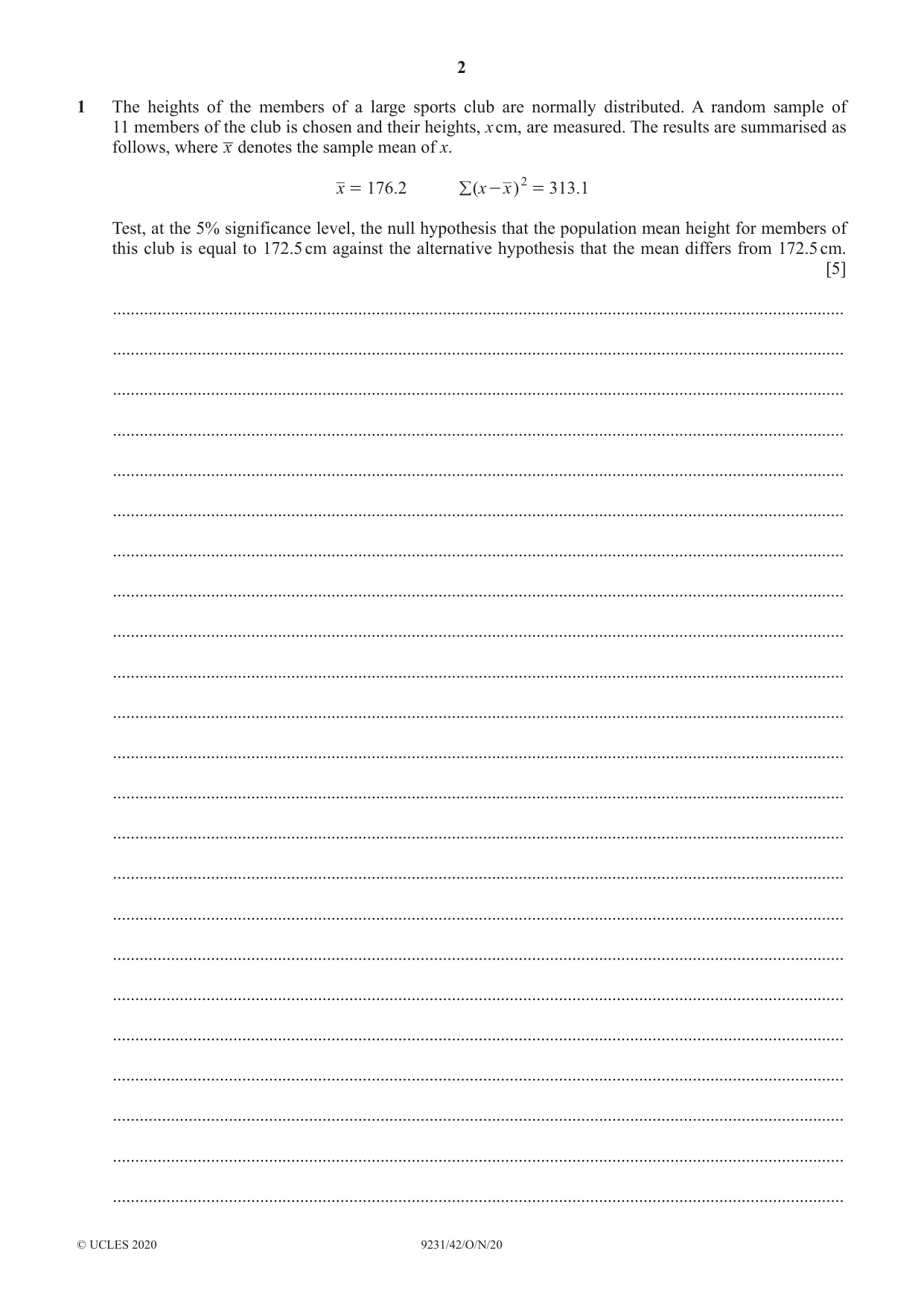 Cambridge A Level Mathematics - Further 9231 2020 Oct/Nov Paper 4 · Variant 2 question paper, page 2 of 12
