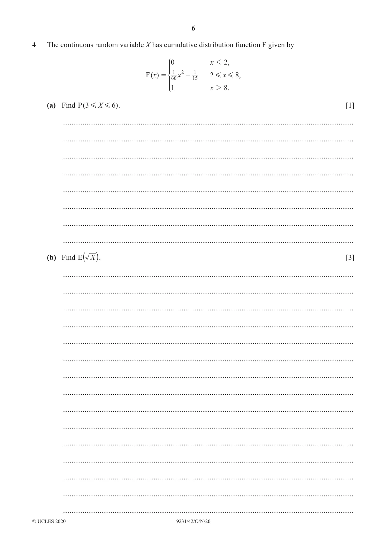 Cambridge A Level Mathematics - Further 9231 2020 Oct/Nov Paper 4 · Variant 2 question paper, page 6 of 12
