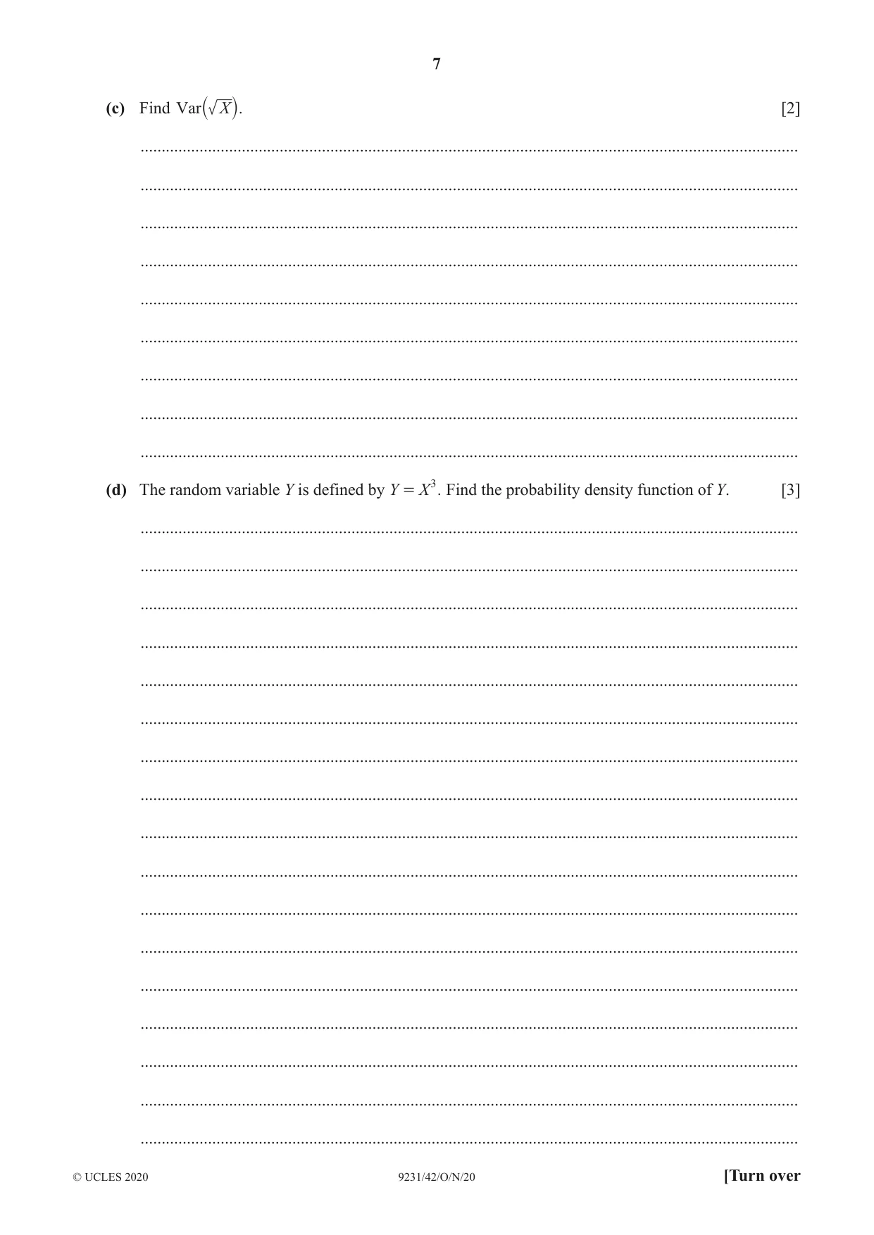 Cambridge A Level Mathematics - Further 9231 2020 Oct/Nov Paper 4 · Variant 2 question paper, page 7 of 12