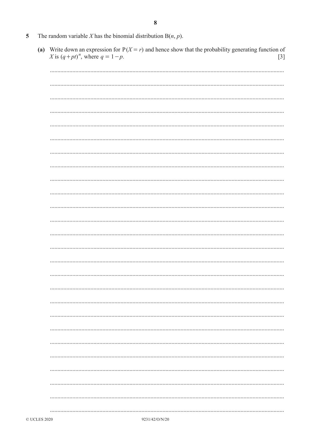 Cambridge A Level Mathematics - Further 9231 2020 Oct/Nov Paper 4 · Variant 2 question paper, page 8 of 12