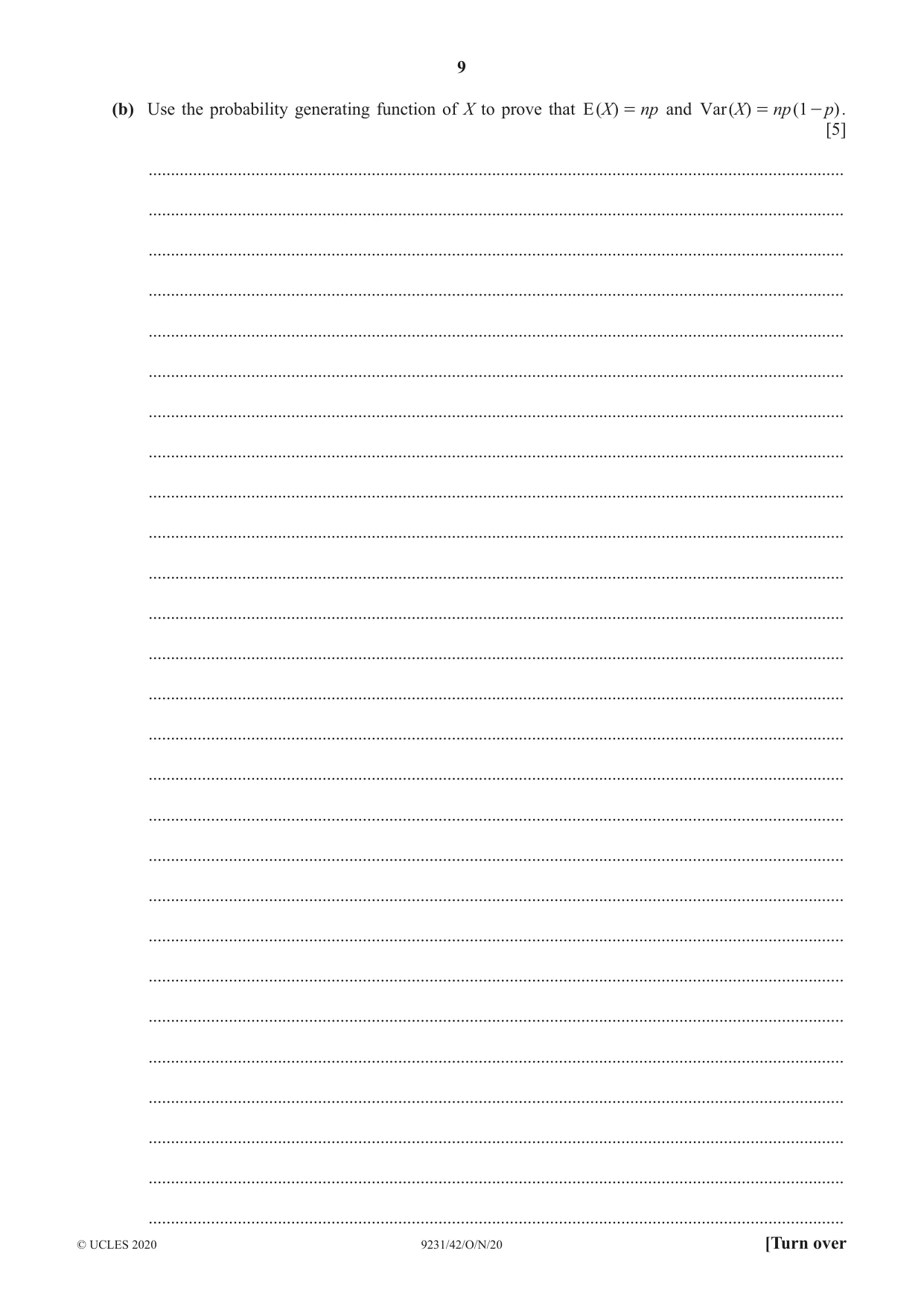 Cambridge A Level Mathematics - Further 9231 2020 Oct/Nov Paper 4 · Variant 2 question paper, page 9 of 12