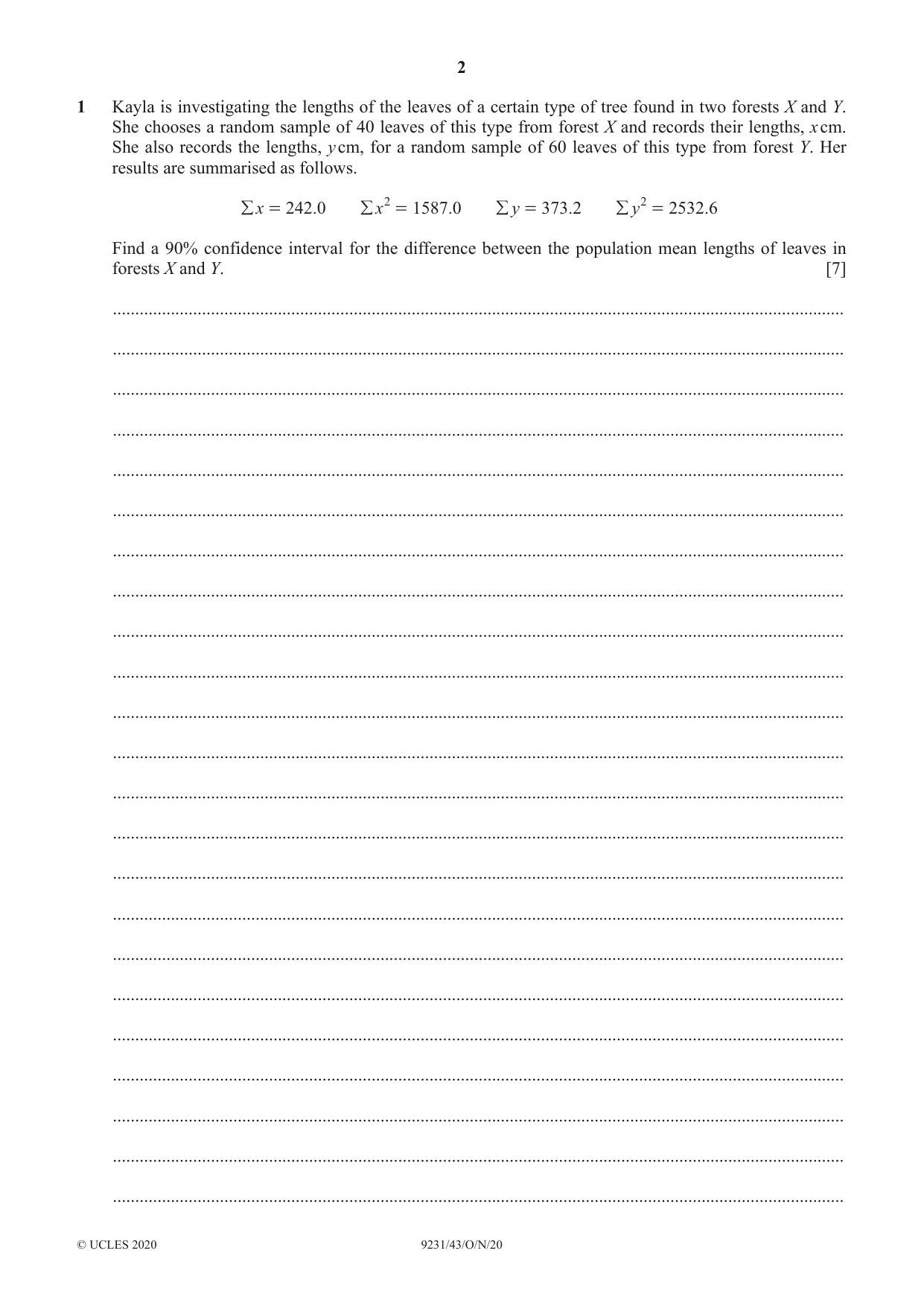 Cambridge A Level Mathematics - Further 9231 2020 Oct/Nov Paper 4 · Variant 3 question paper, page 2 of 12